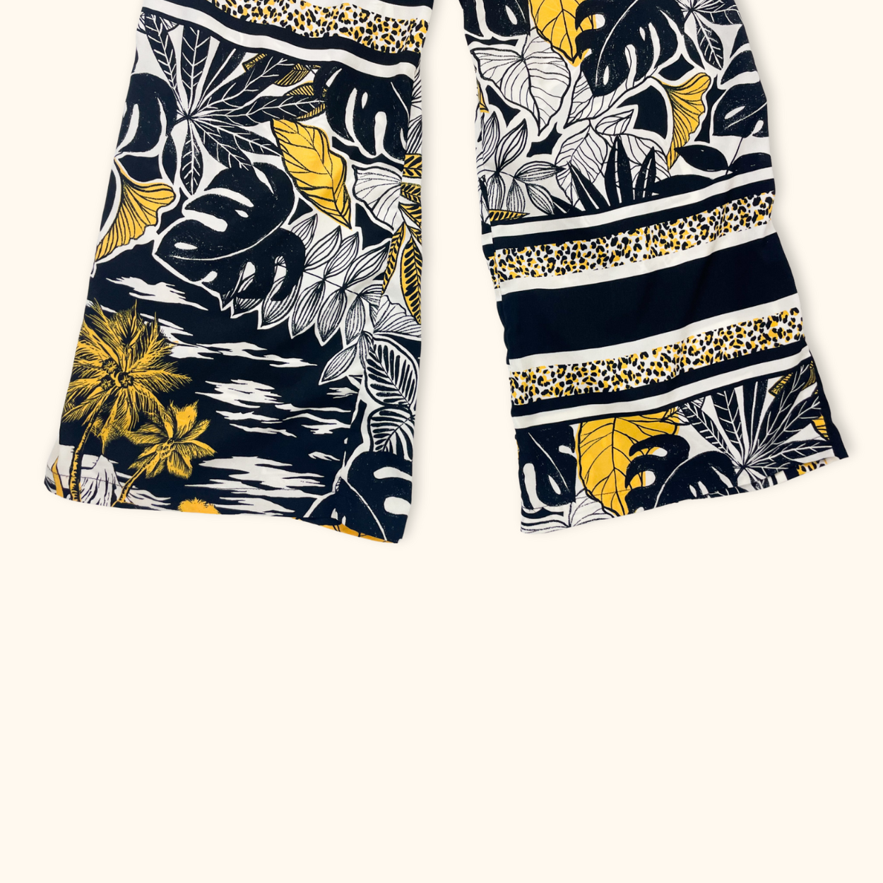 Topshop Black Tropical Print Cropped Jumpsuit - Size 10 Topshop