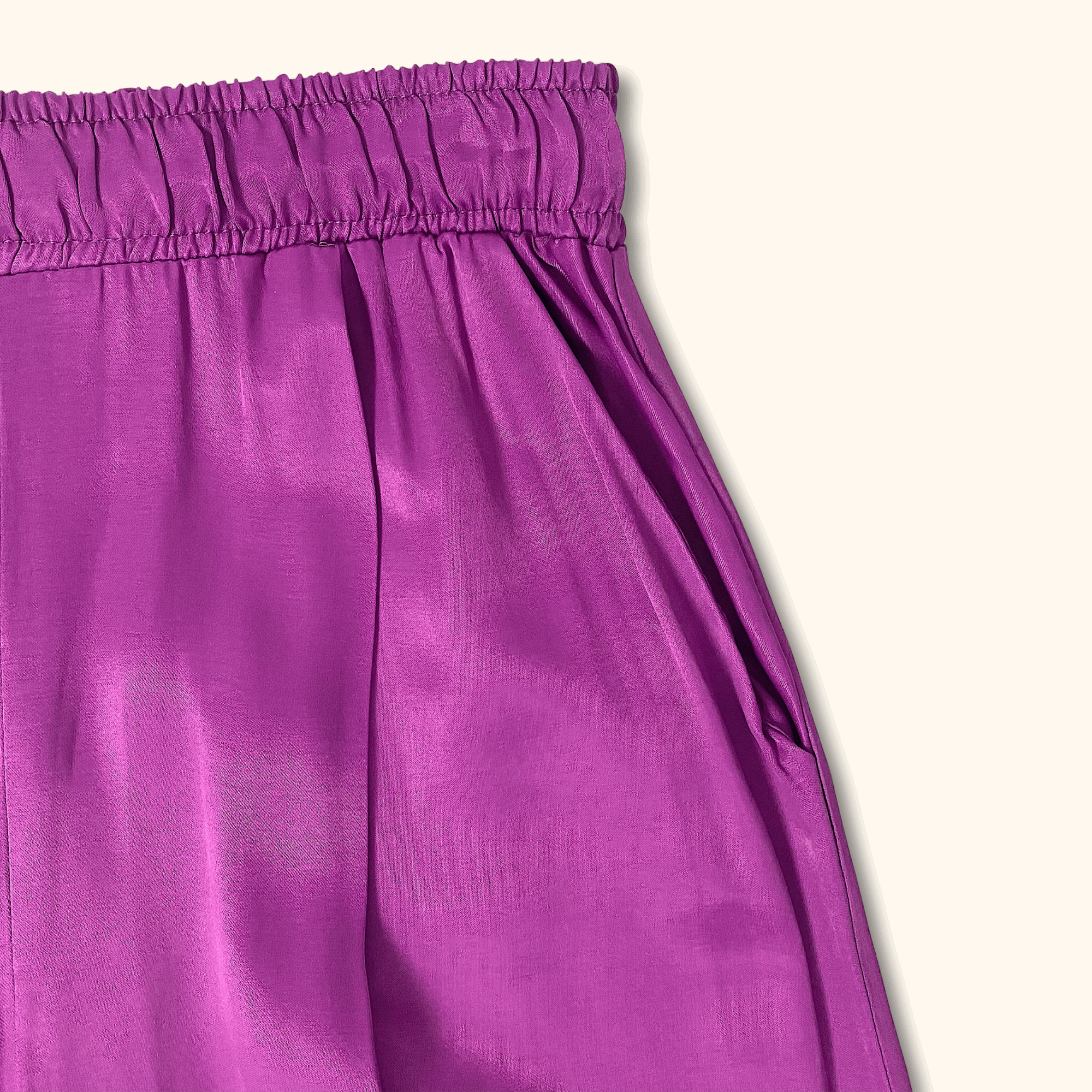 Bershka Purple High Rise Straight Leg Satin Trousers - Size Medium - - Trousers