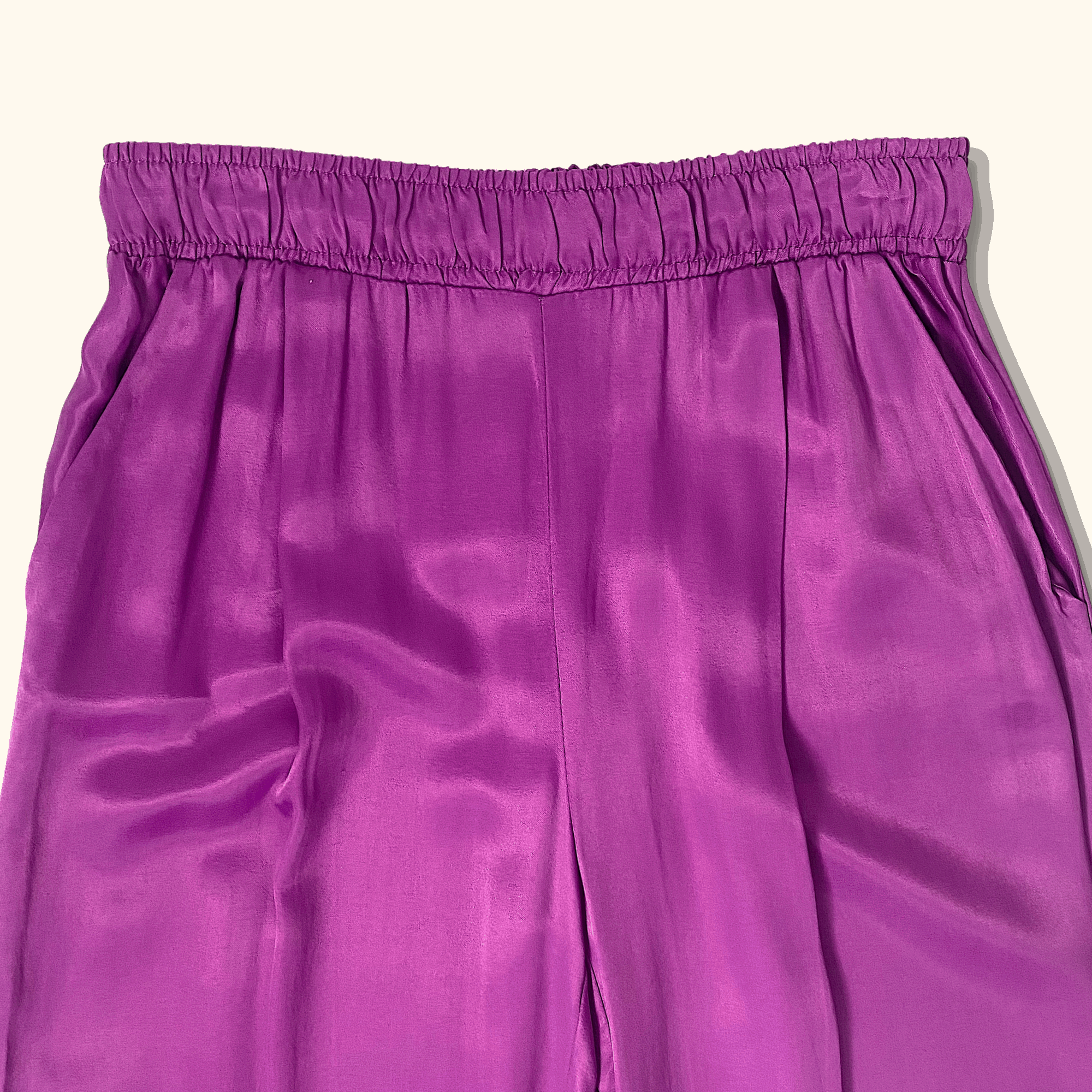 Bershka Purple High Rise Straight Leg Satin Trousers - Size Medium - - Trousers