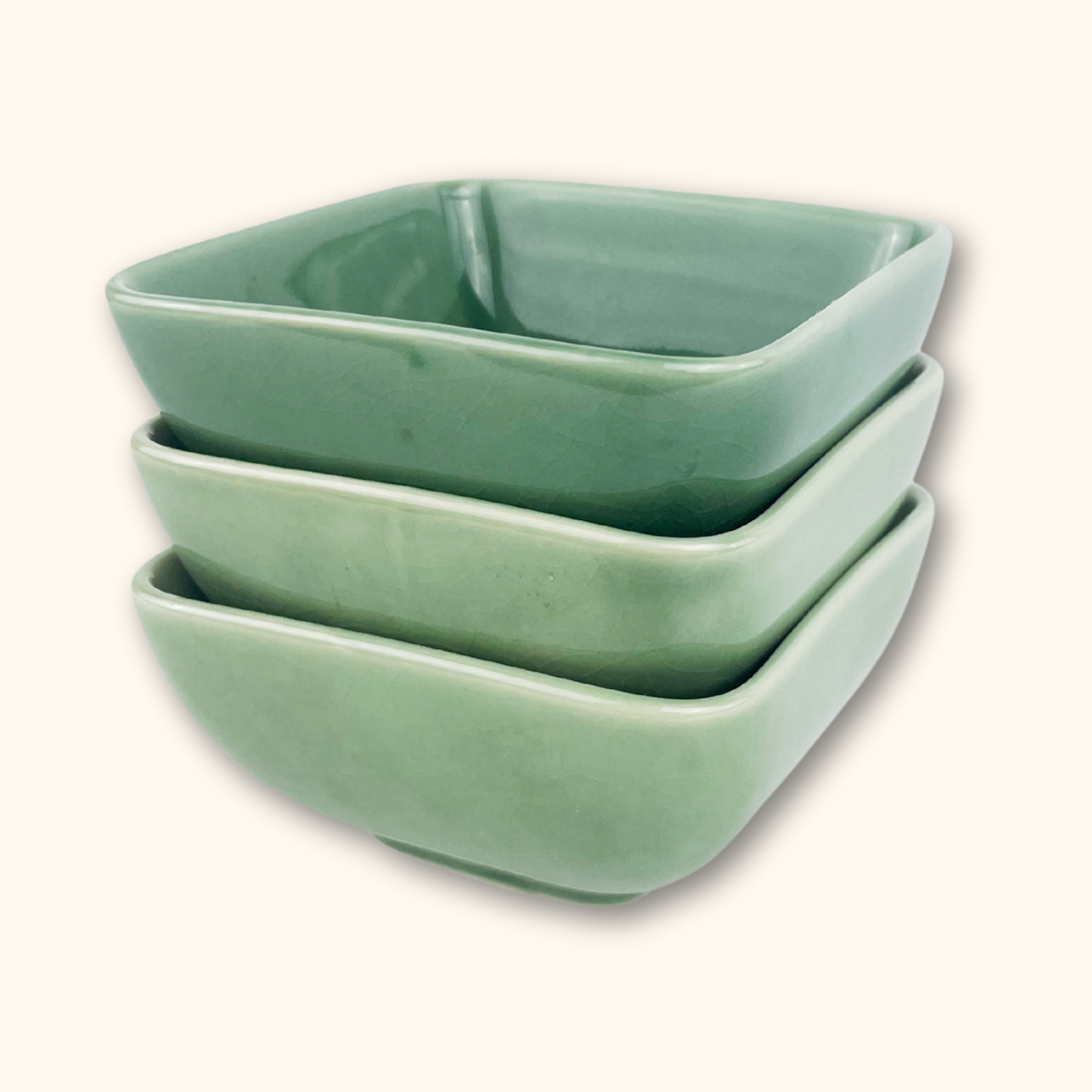 Green Ceramic Dipping Bowls - Set of 3 Sunshine Thrift