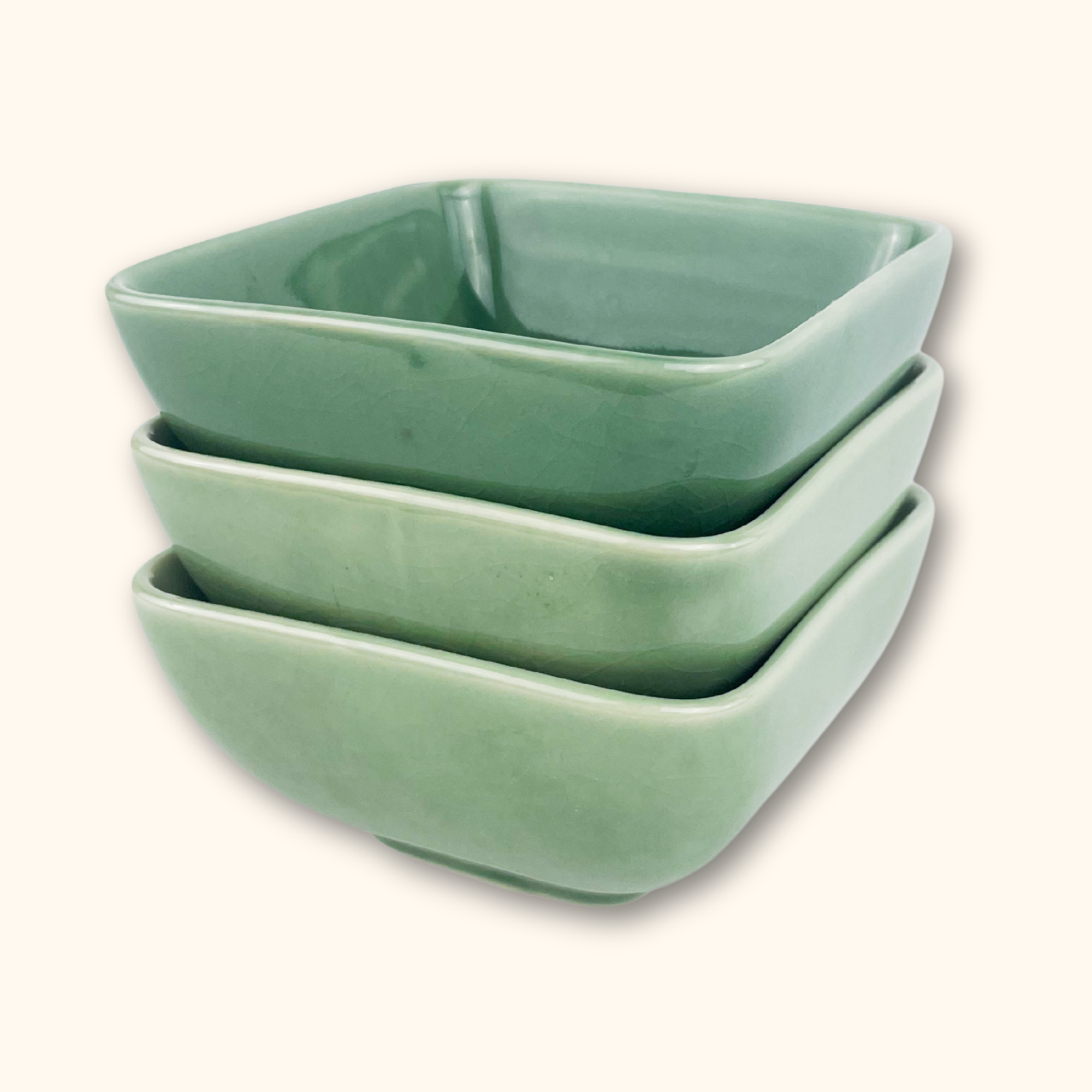 Green Ceramic Dipping Bowls - Set of 3 Sunshine Thrift