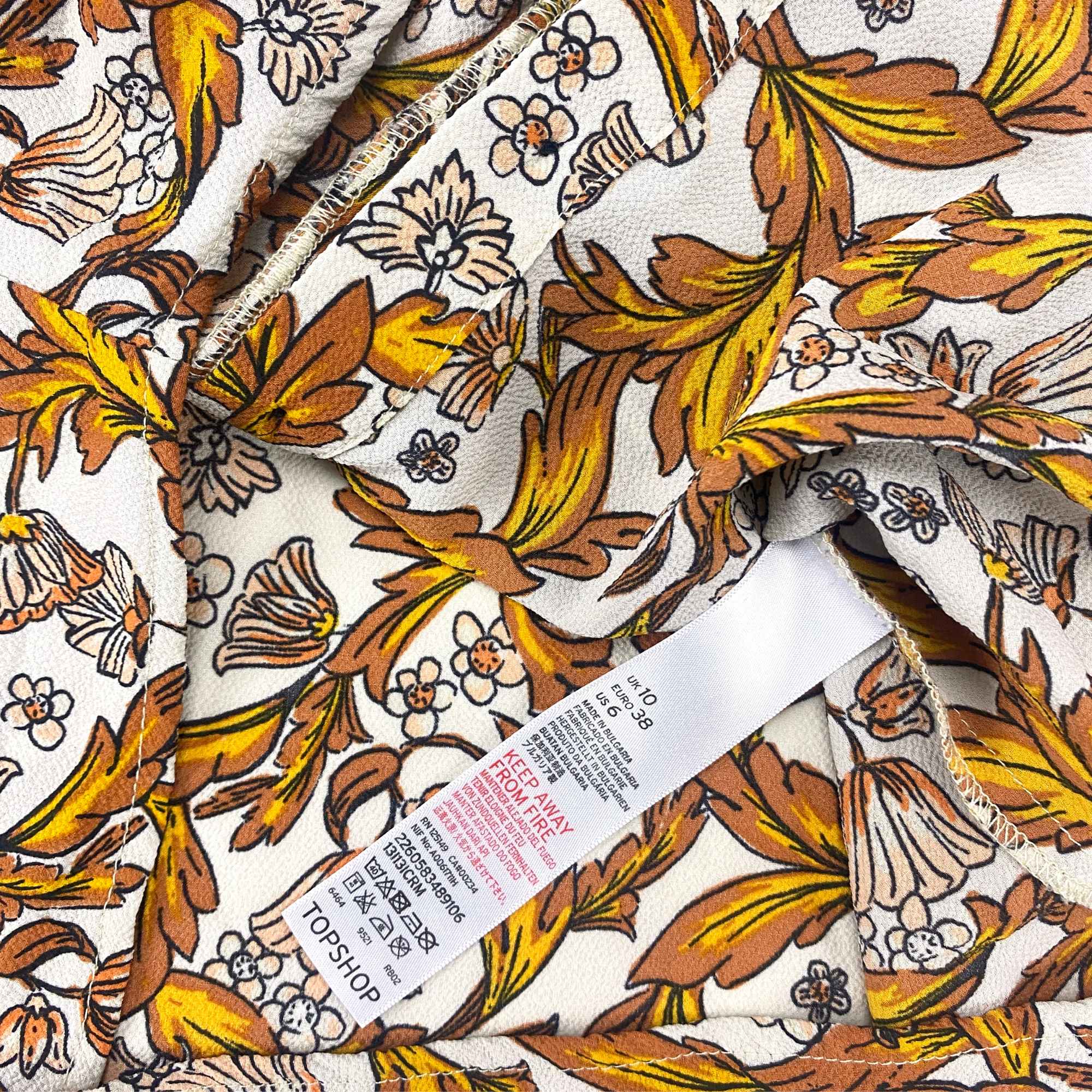 Topshop Oriental Orange Button Up Shirt - Size 10 - - Shirts