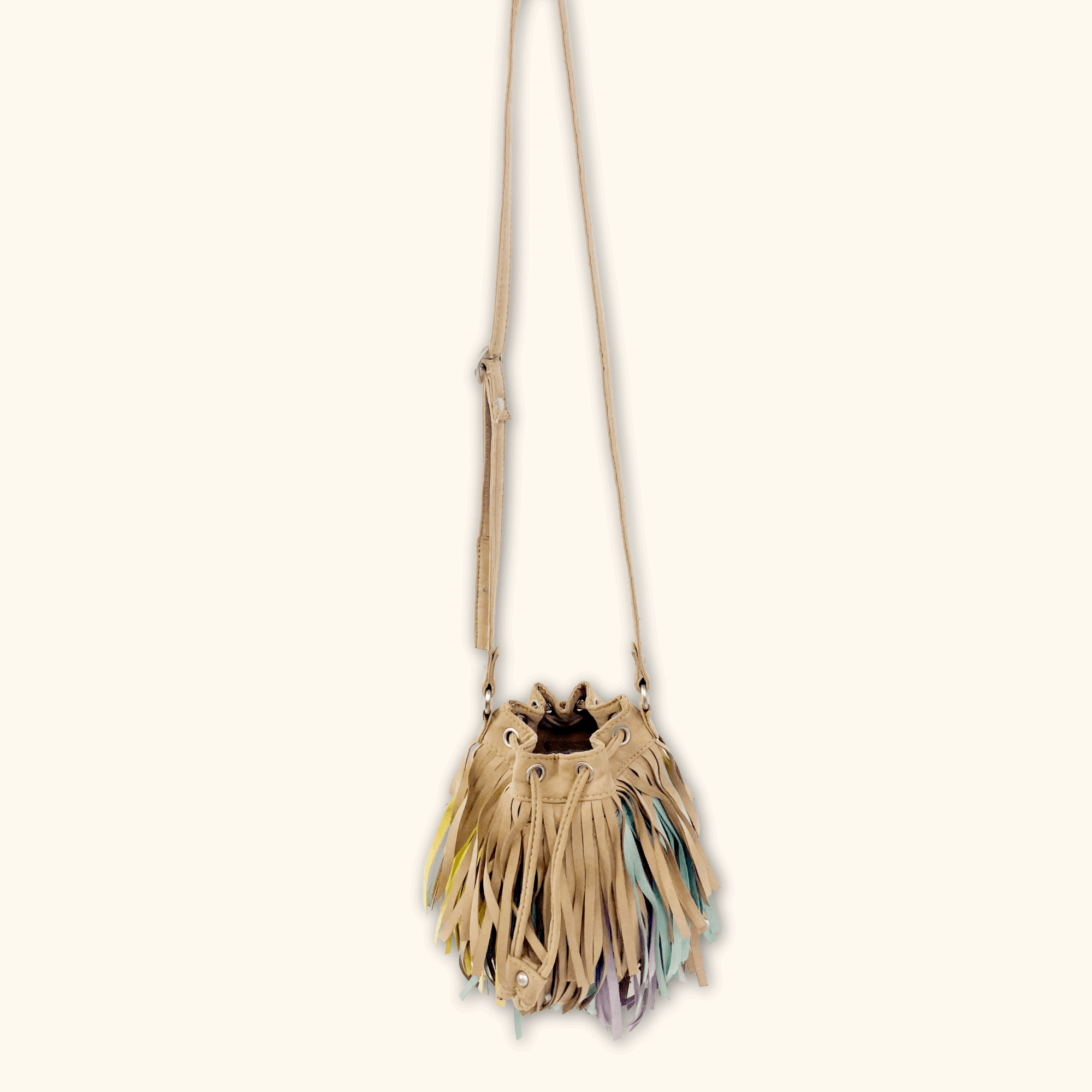 Zara Colourful Suede Fringe Bucket Bag - - Bags