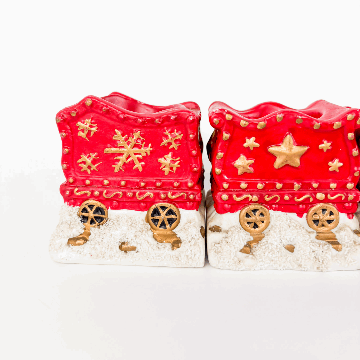 Vintage Ceramic Christmas Train Tea Light Holder 4 Piece Sunshine Thrift