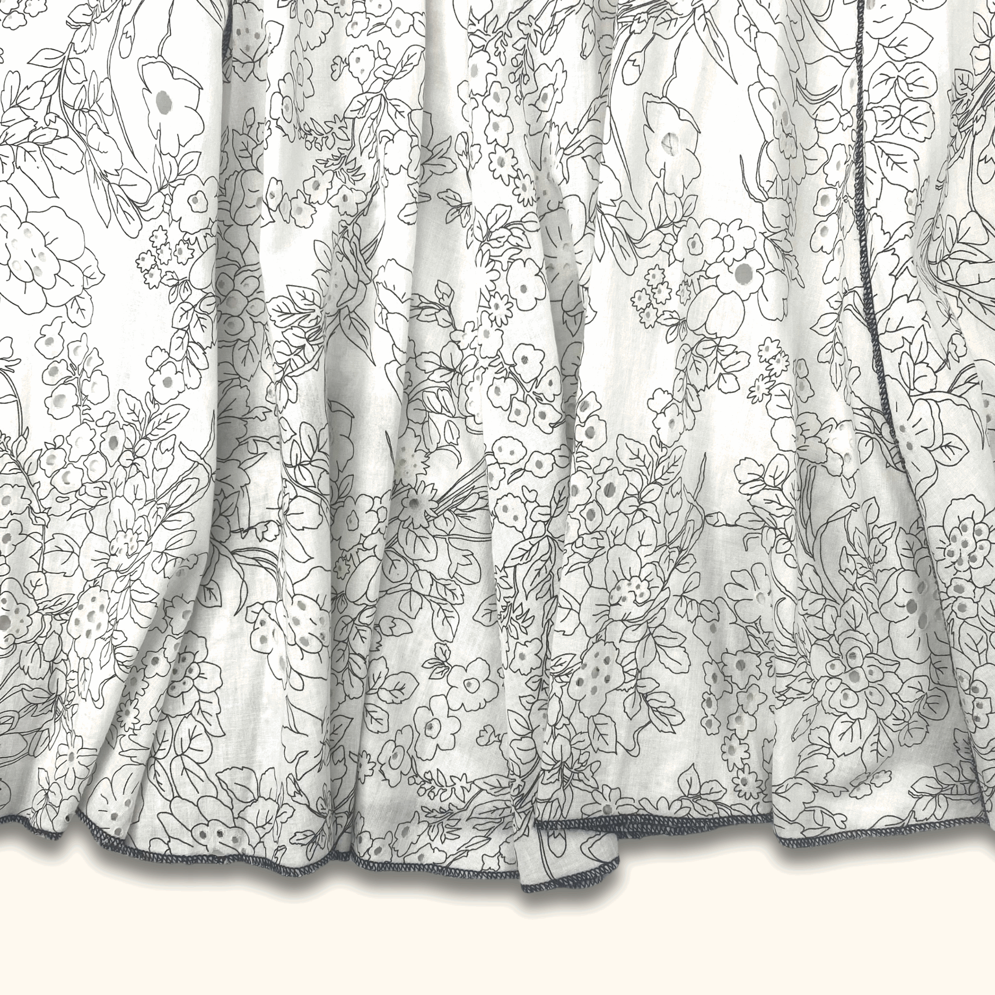 White Floral Vintage A-Line Midi Skirt - Size 14 - - Skirts