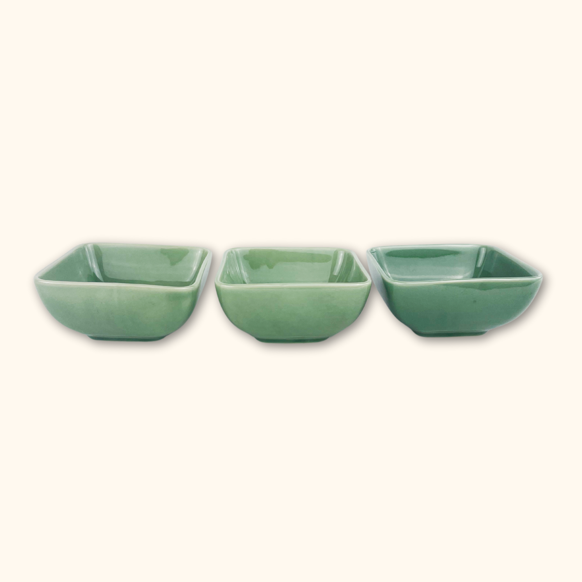 Green Ceramic Dipping Bowls - Set of 3 Sunshine Thrift