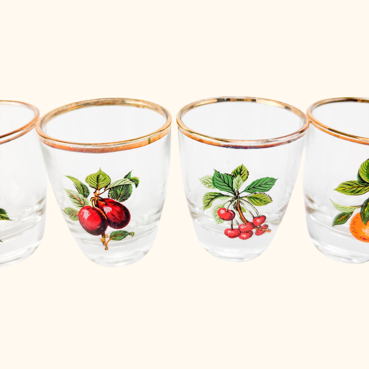 1950s French Vintage Glass Shot Glasses Set Sunshine Thrift