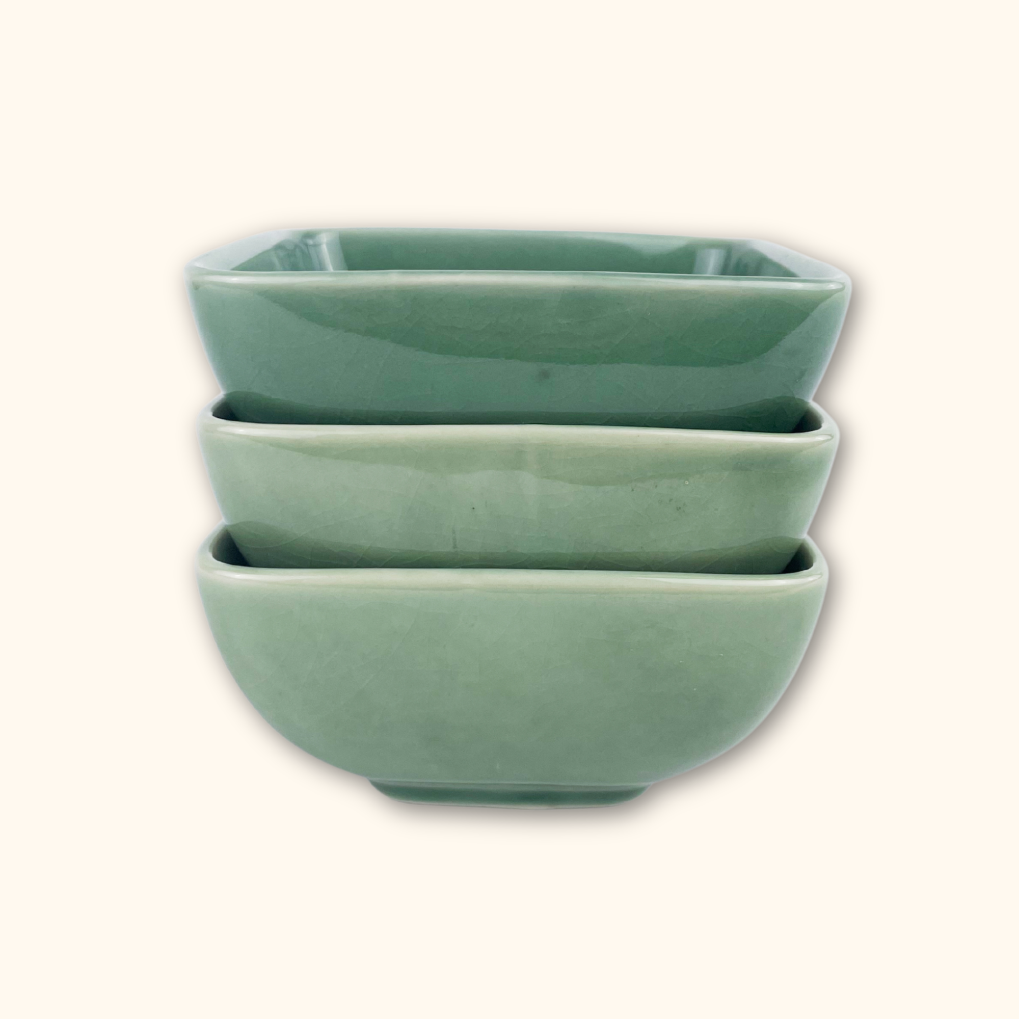 Green Ceramic Dipping Bowls - Set of 3 Sunshine Thrift