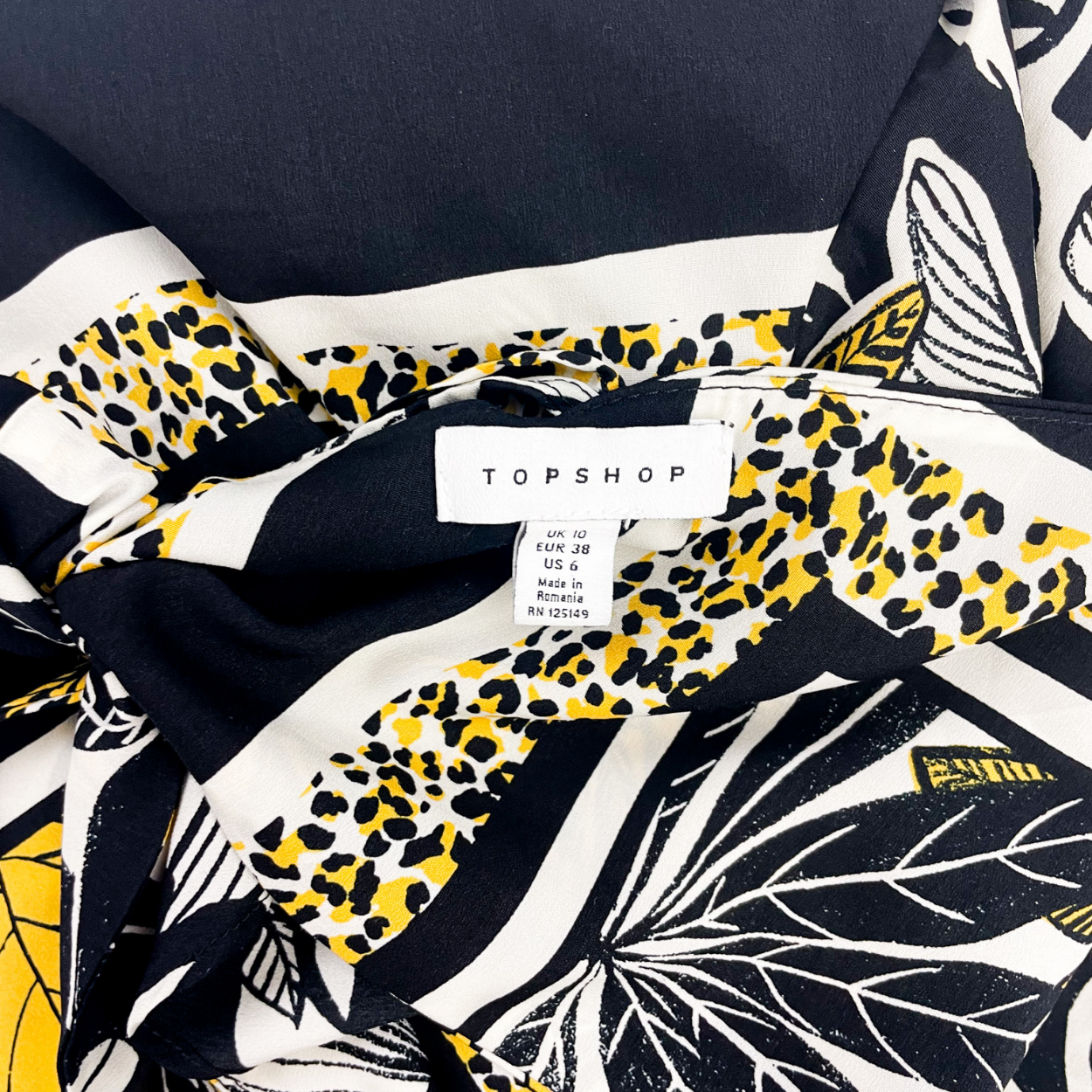 Topshop Black Tropical Print Cropped Jumpsuit - Size 10 Topshop