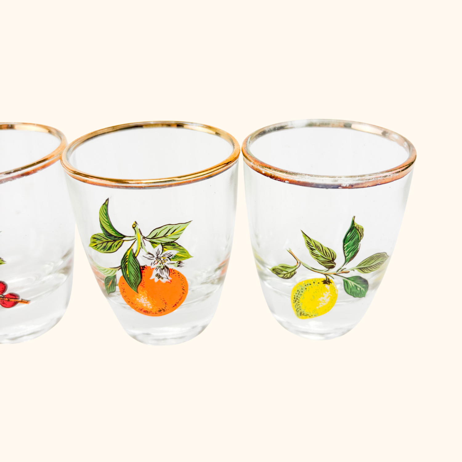 1950s French Vintage Glass Shot Glasses Set Sunshine Thrift