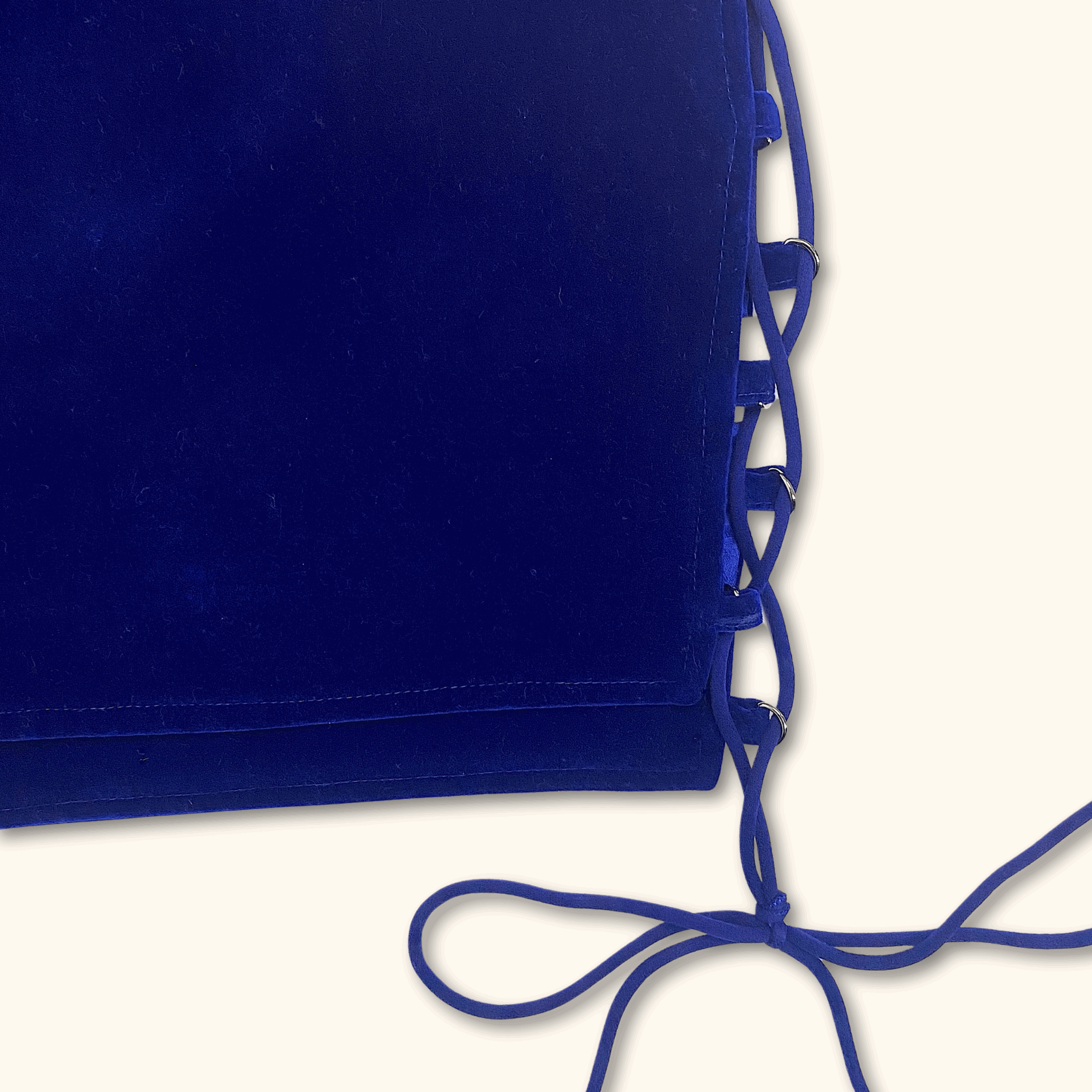 Murci Navy Blue Velvet Lace Up Bandeau Bodycon Dress - Size 10 -  - Dresses