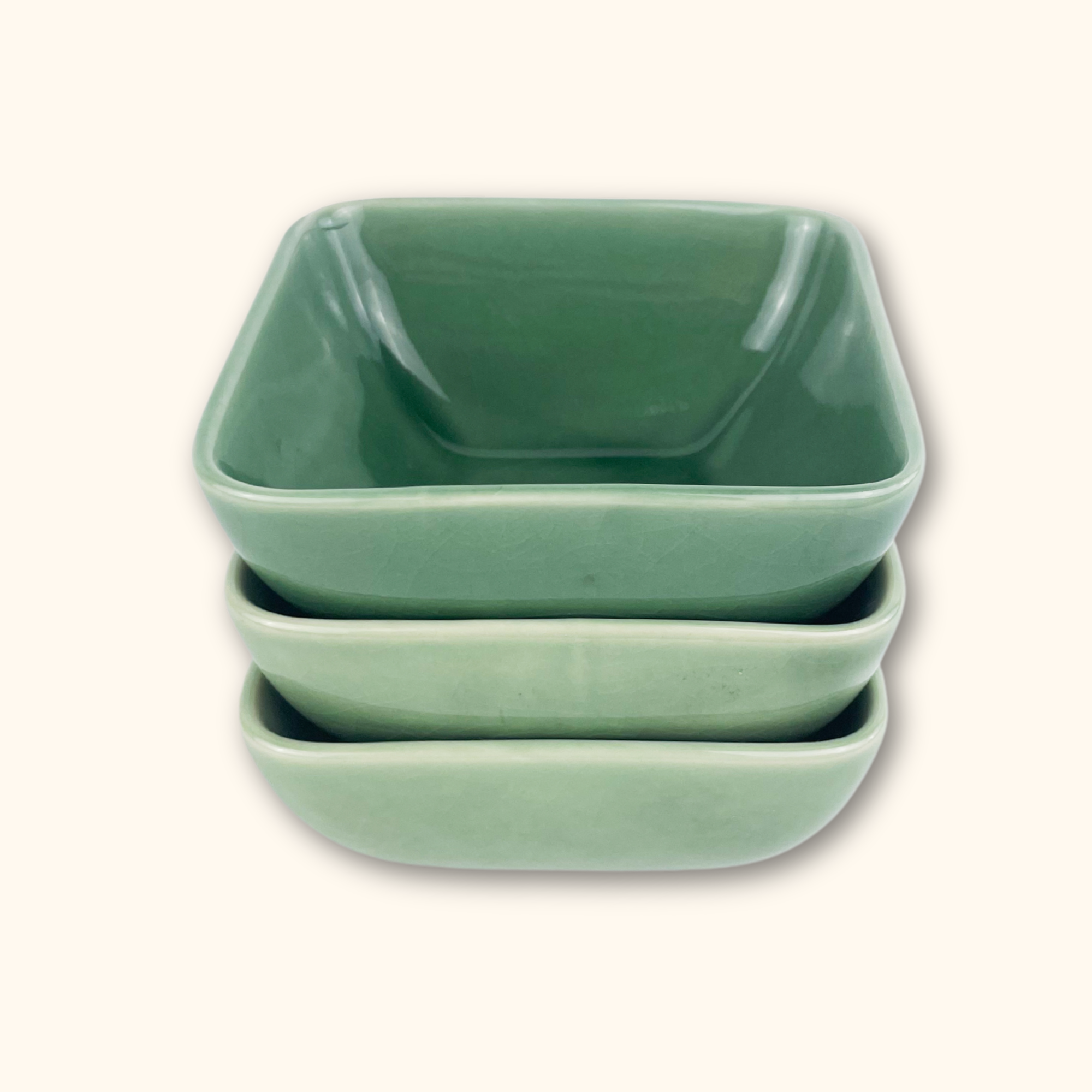 Green Ceramic Dipping Bowls - Set of 3 Sunshine Thrift