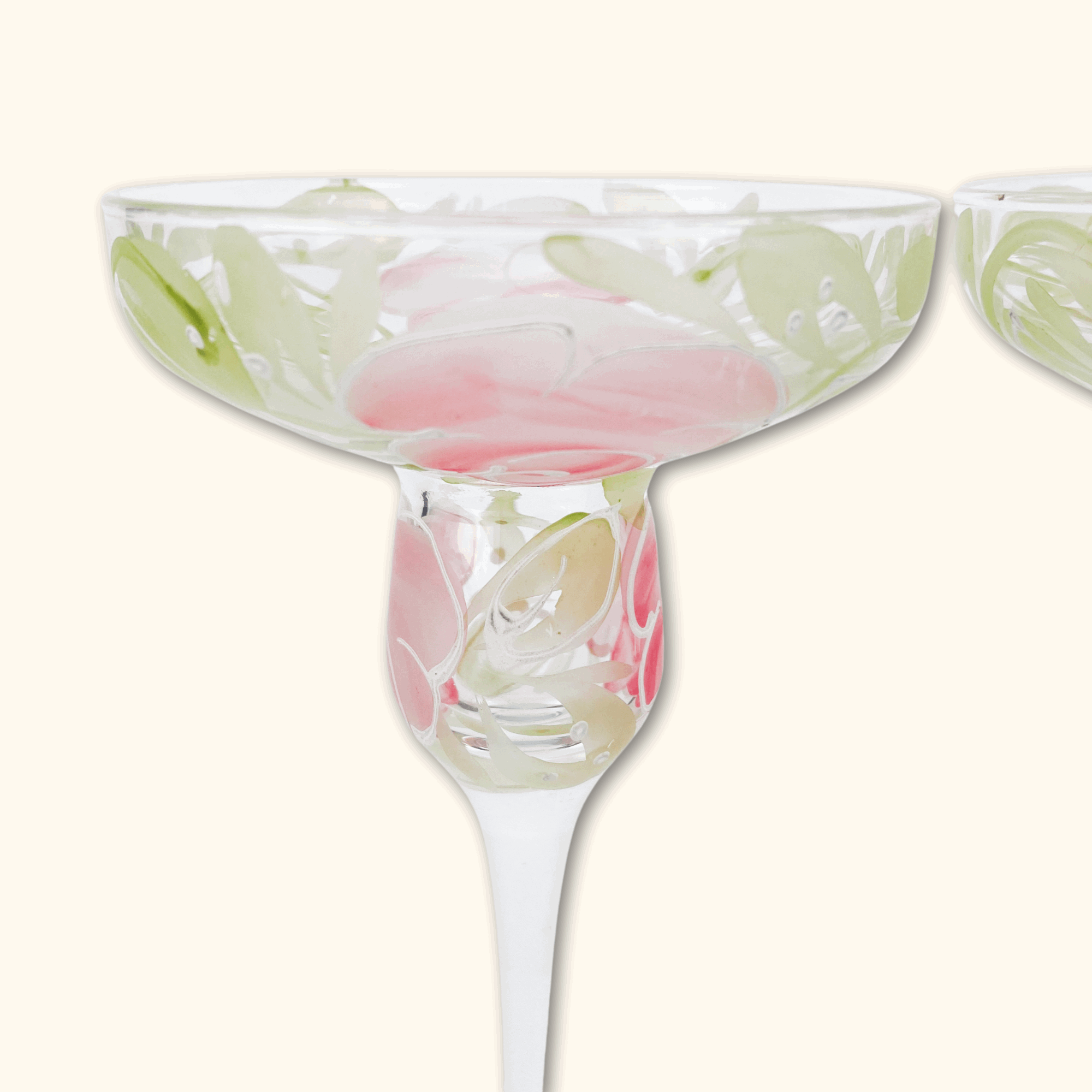 Rose Floral Margarita Glasses - Set of 2 -  - Kitchenware