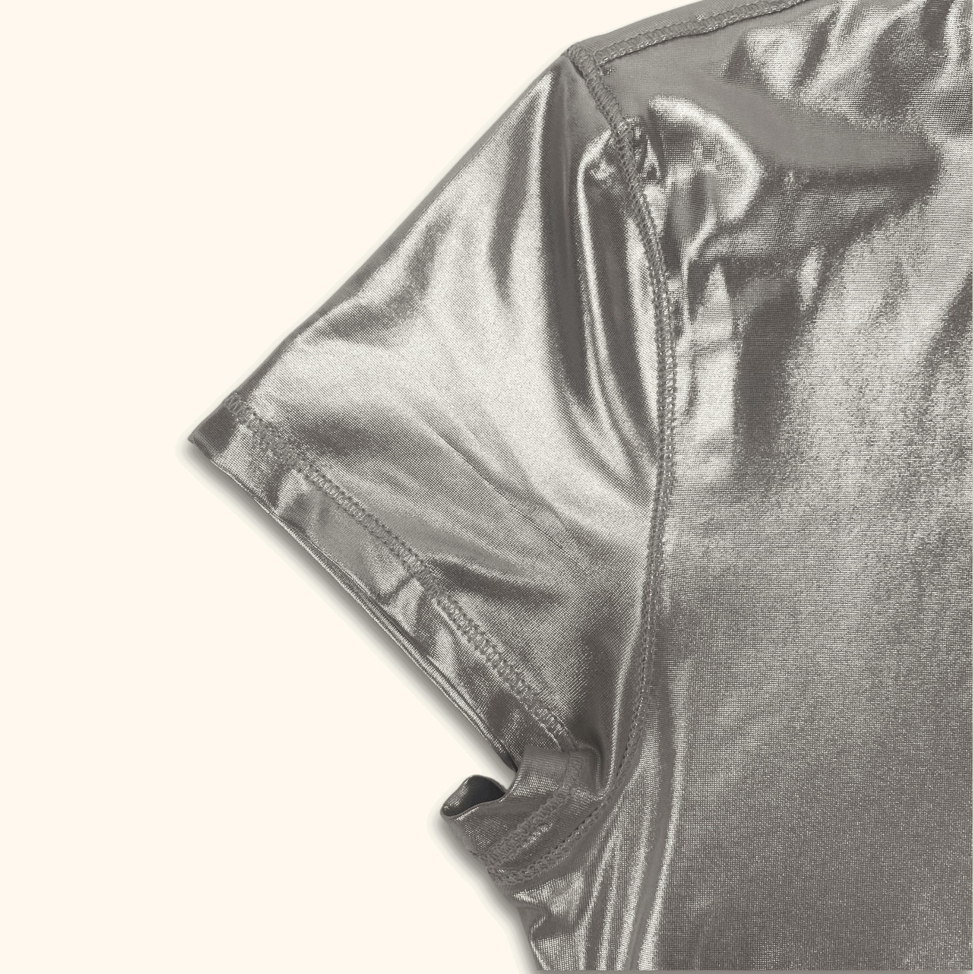 Stradivarius Metallic Shiny Silver T-Shirt - Size Small - - Tops & Shirts