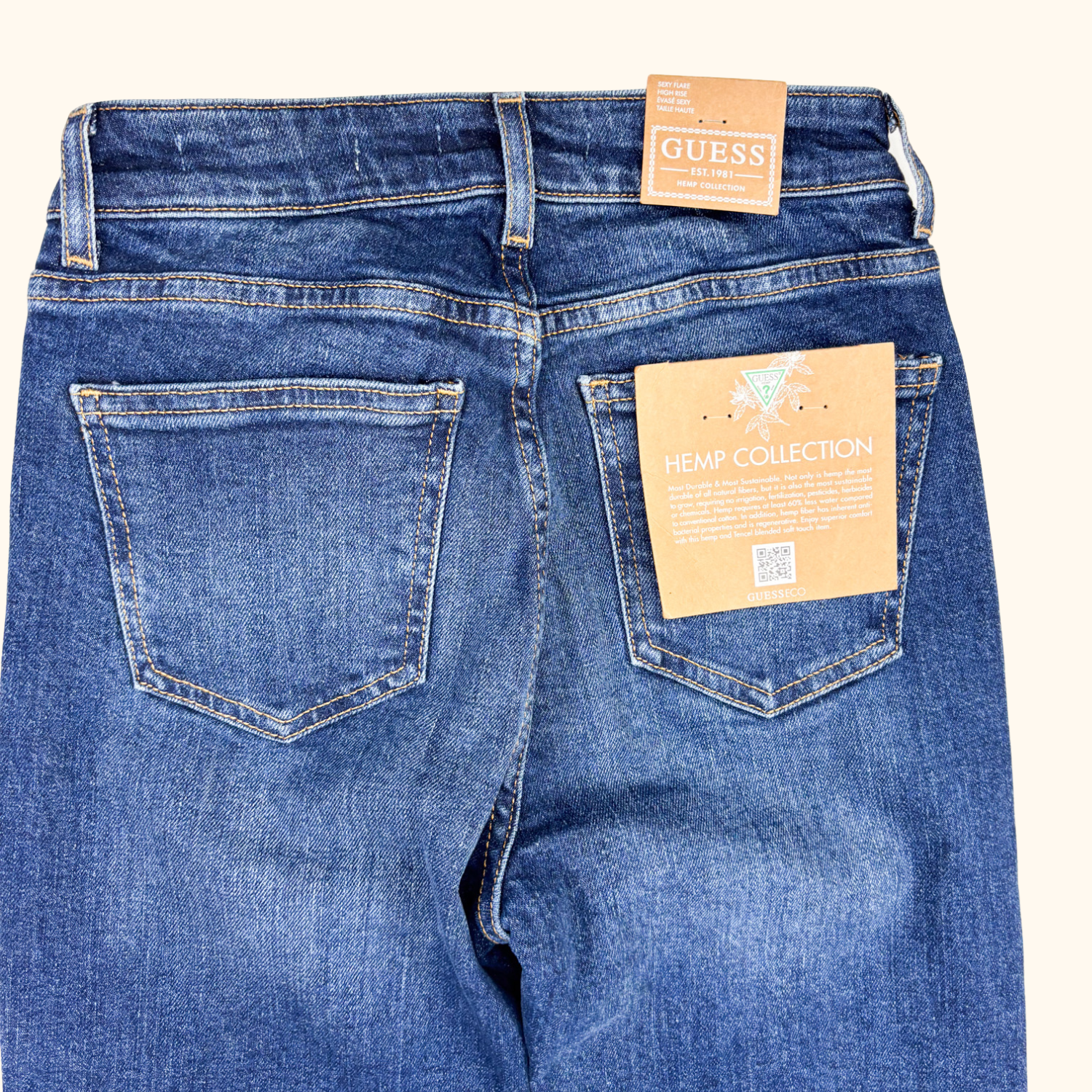 Guess Hemp Sexy Flared Faded High-Rise Jeans - Size 25inch Guess