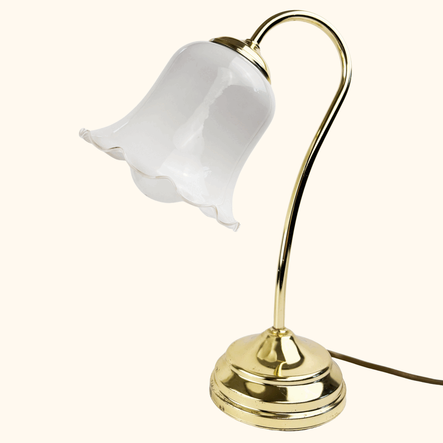 Vintage BHS Swan Neck Art Deco Floral Brass Lamp - - Lighting