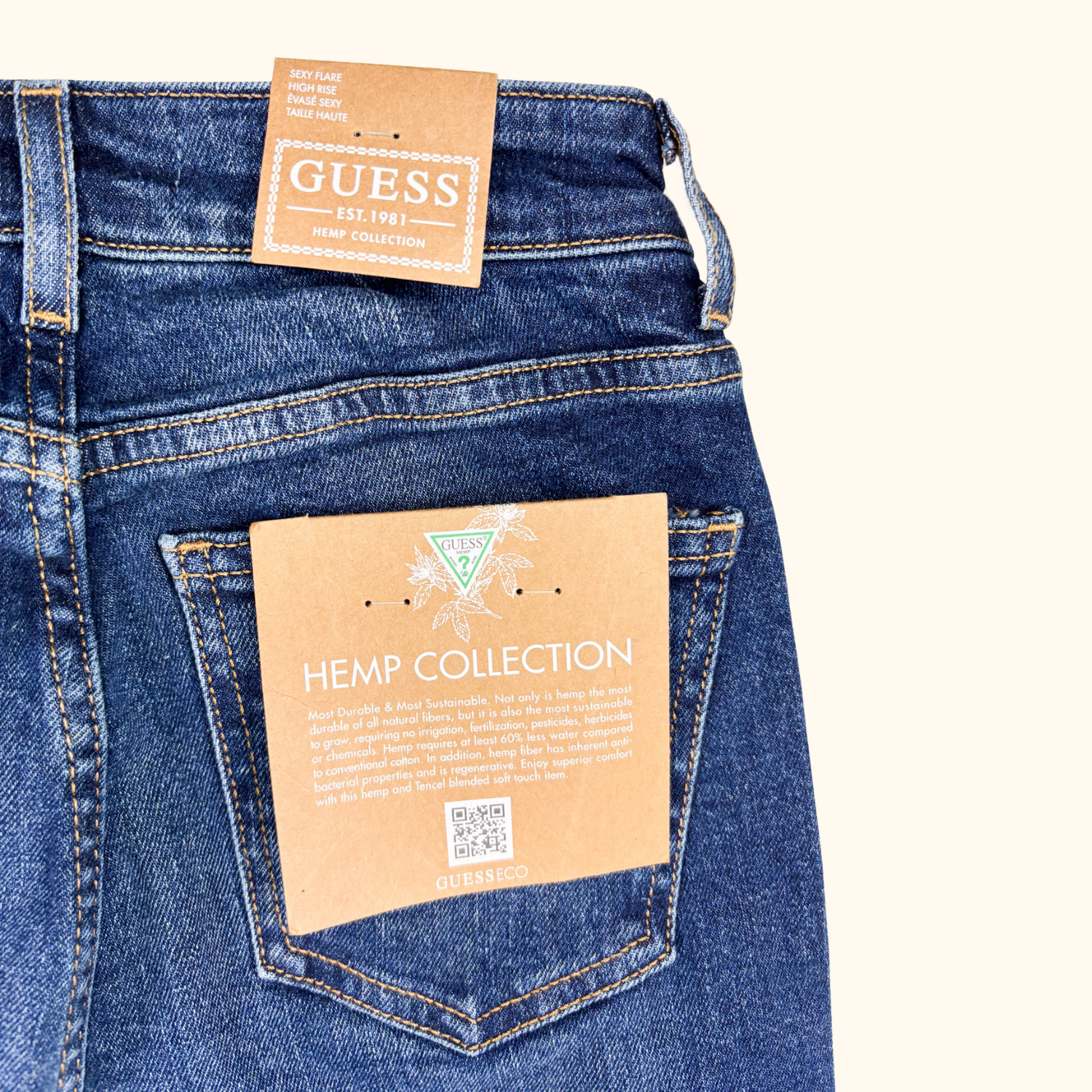 Guess Hemp Sexy Flared Faded High-Rise Jeans - Size 25inch Guess