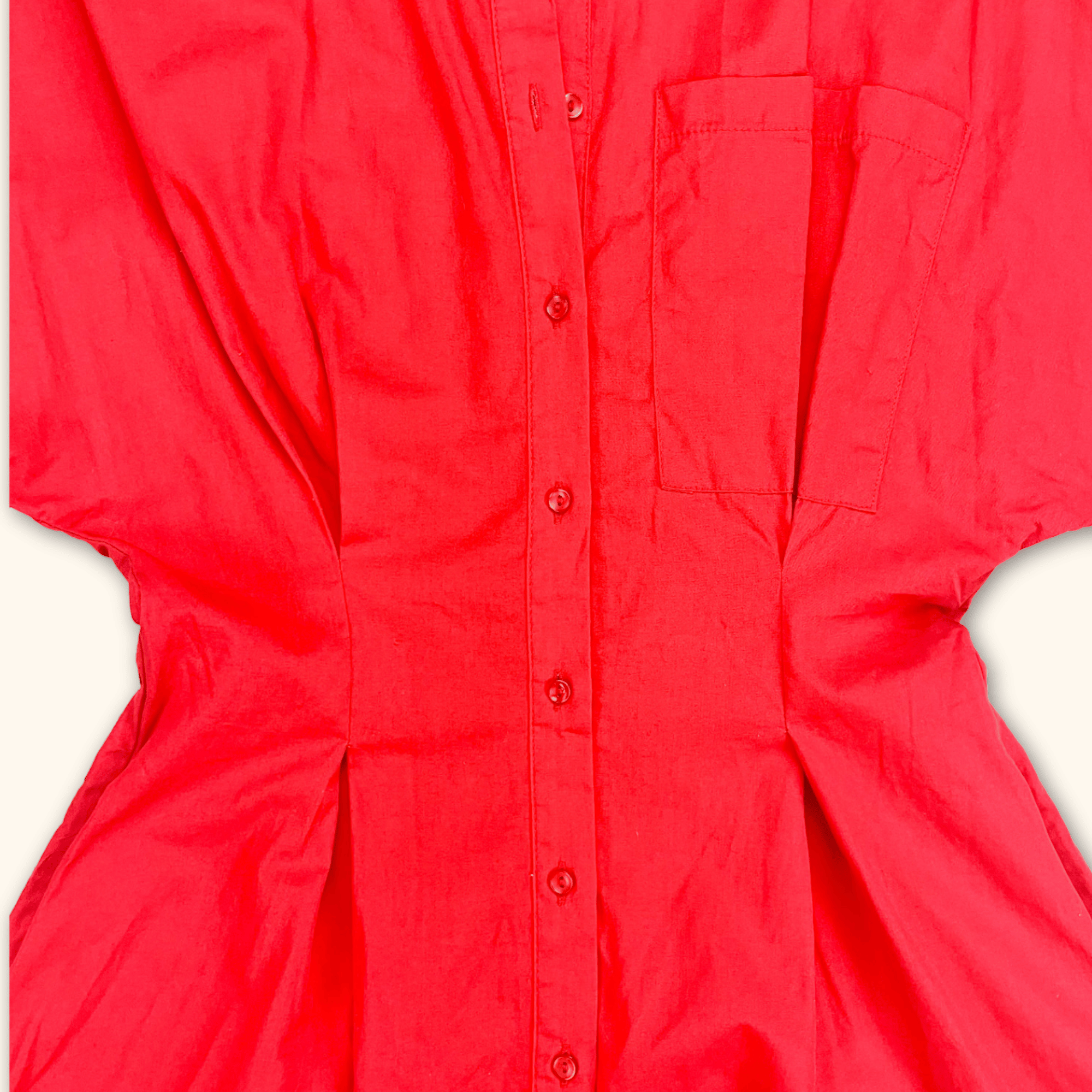 Zara Red Poplin Short Sleeve Cinched Playsuit - Size XS Zara