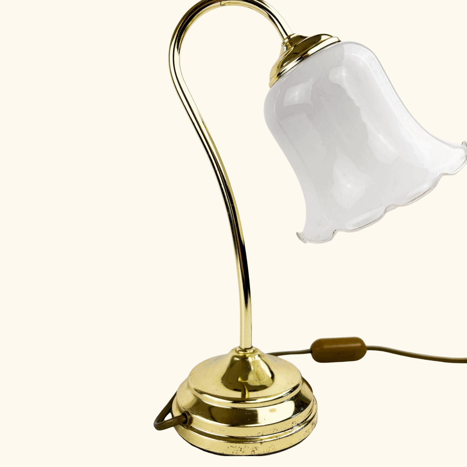 Vintage BHS Swan Neck Art Deco Floral Brass Lamp - - Lighting