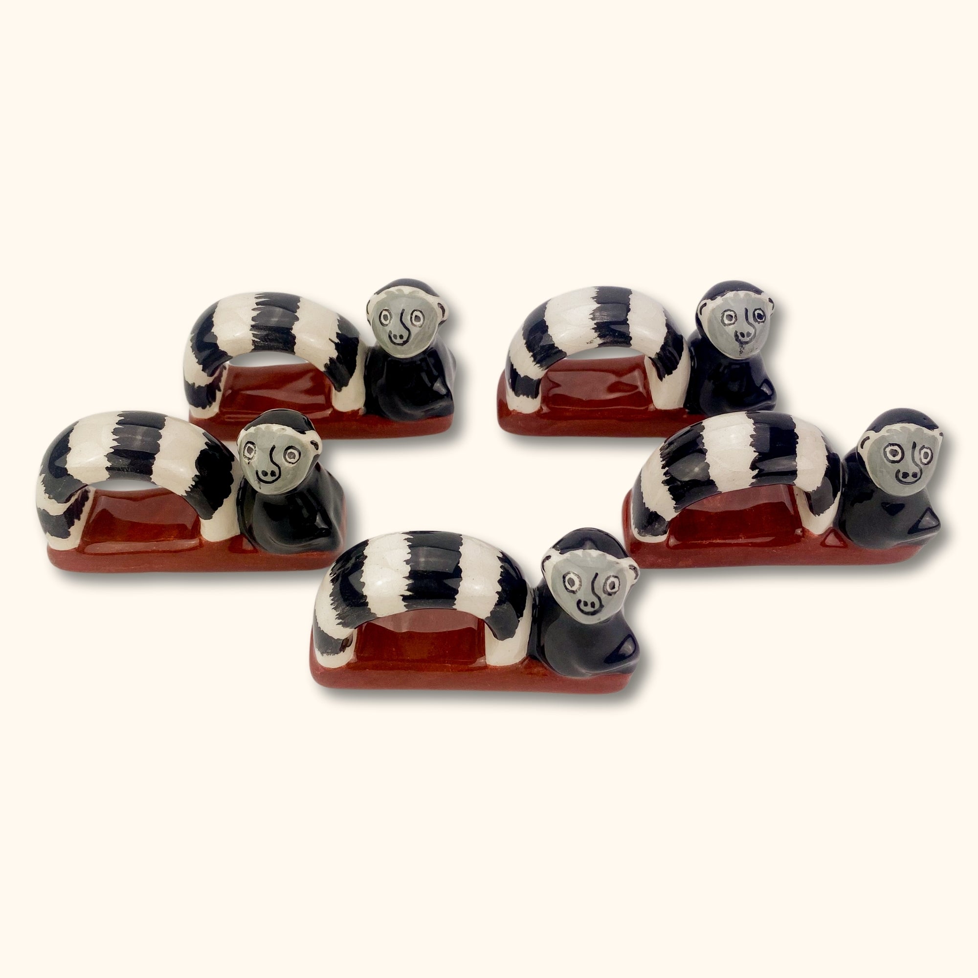 Novelty Lemur Animal Napkin Rings - Set of 5 - - Dishware