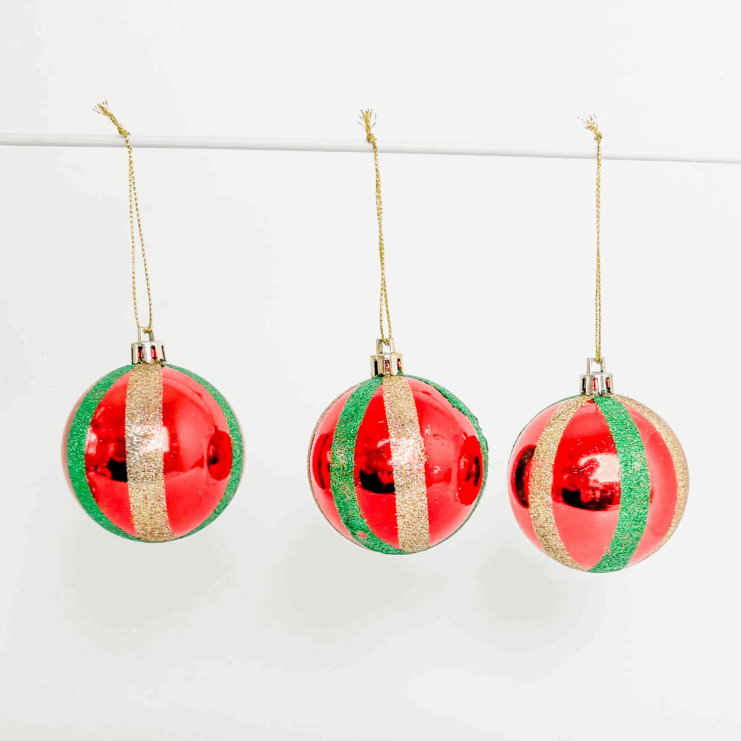 Green, Red and White Candy Cane Bauble Large Mixed Set of 19 Sunshine Thrift