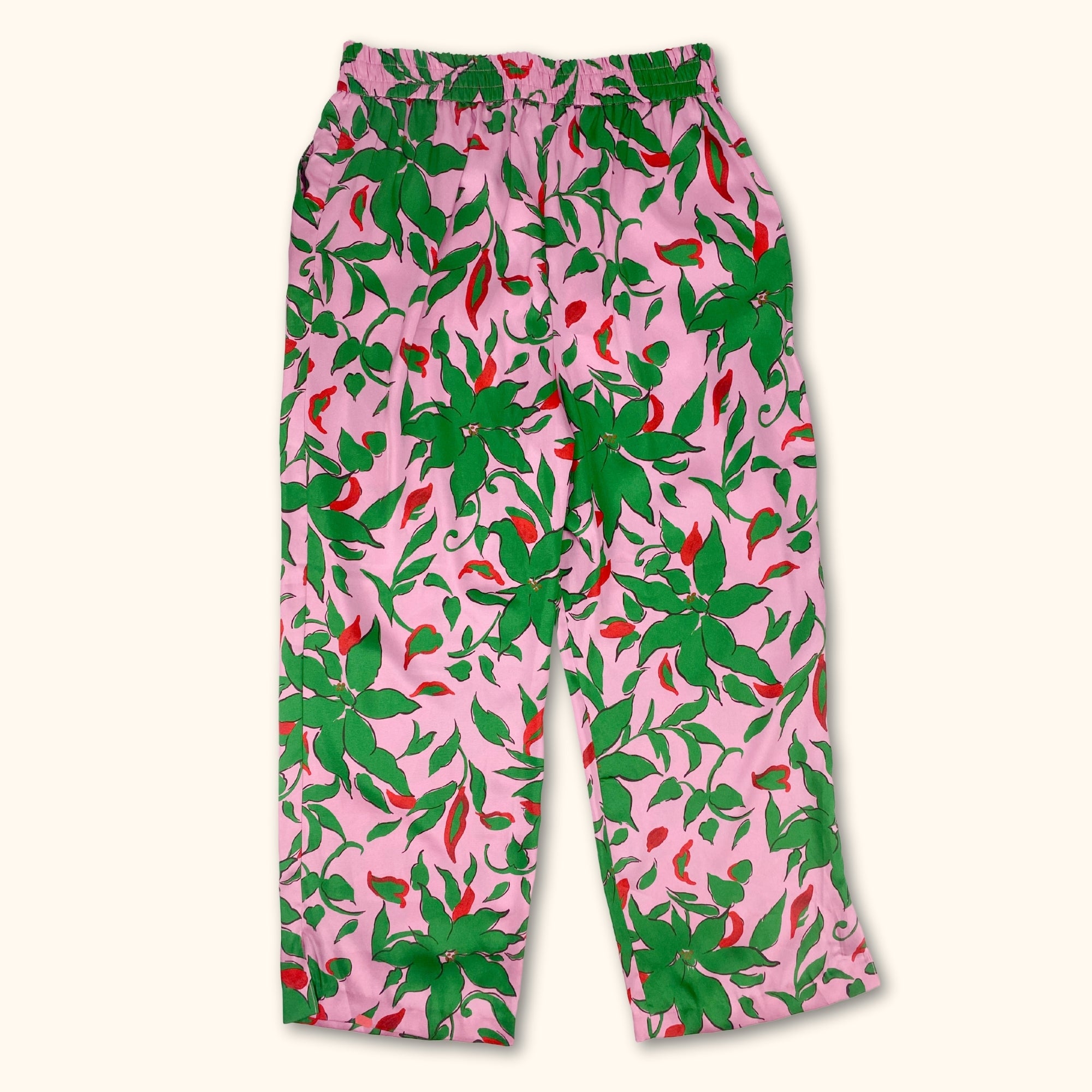 River Island Wide Leg Floral Pink Trousers - Size 16 - - Jeans & Trousers