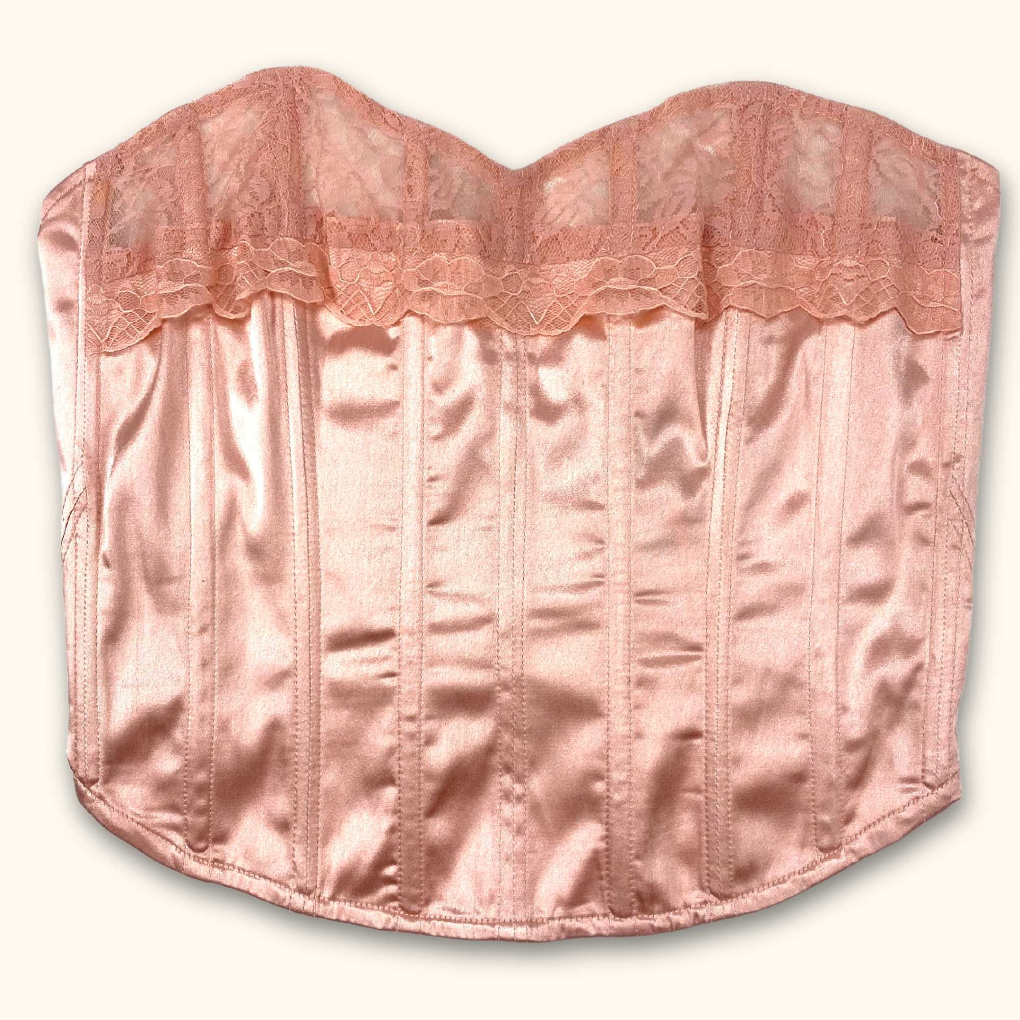 Reclaimed Vintage Pink Corset with Lace Trim - Size 10 - - Tops & Shirts