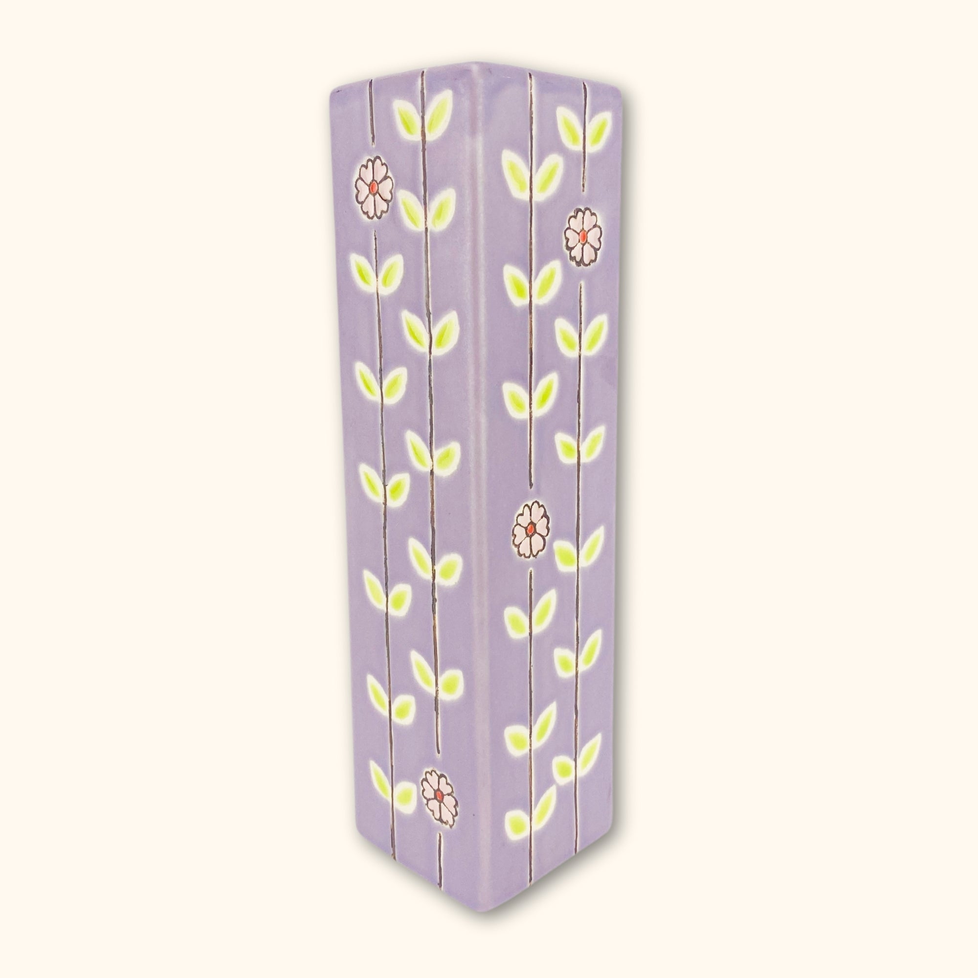 Purple Floral Tall Vase - - Vases