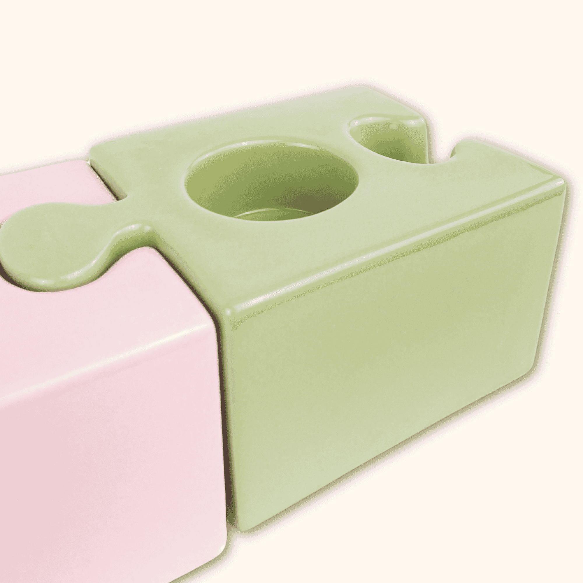 Jigsaw Puzzle Novelty Candle Holder - Set of 3 Sunshine Thrift