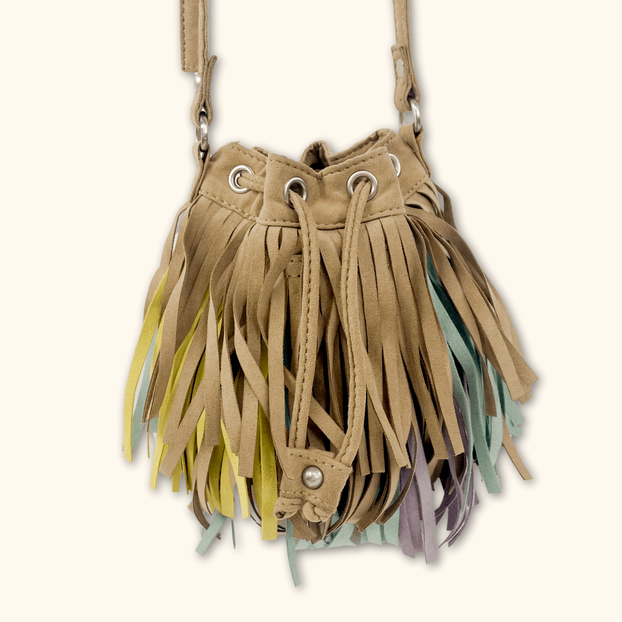 Zara Colourful Suede Fringe Bucket Bag - - Bags