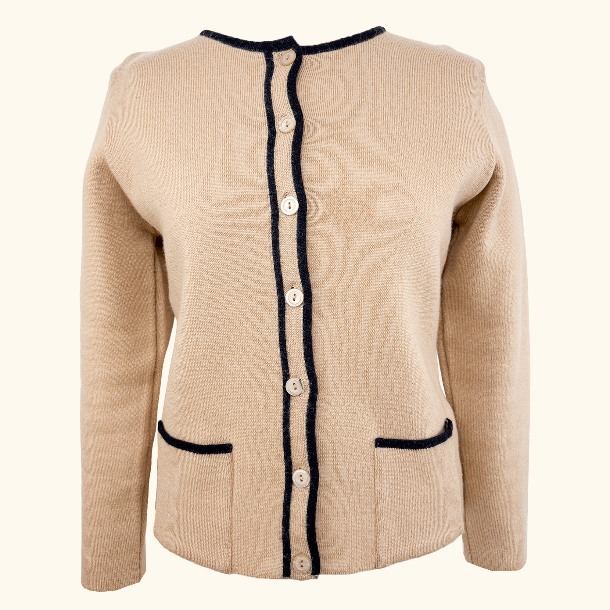 Vintage M&S St Michael Wool Blend Beige Cardigan - Size 14