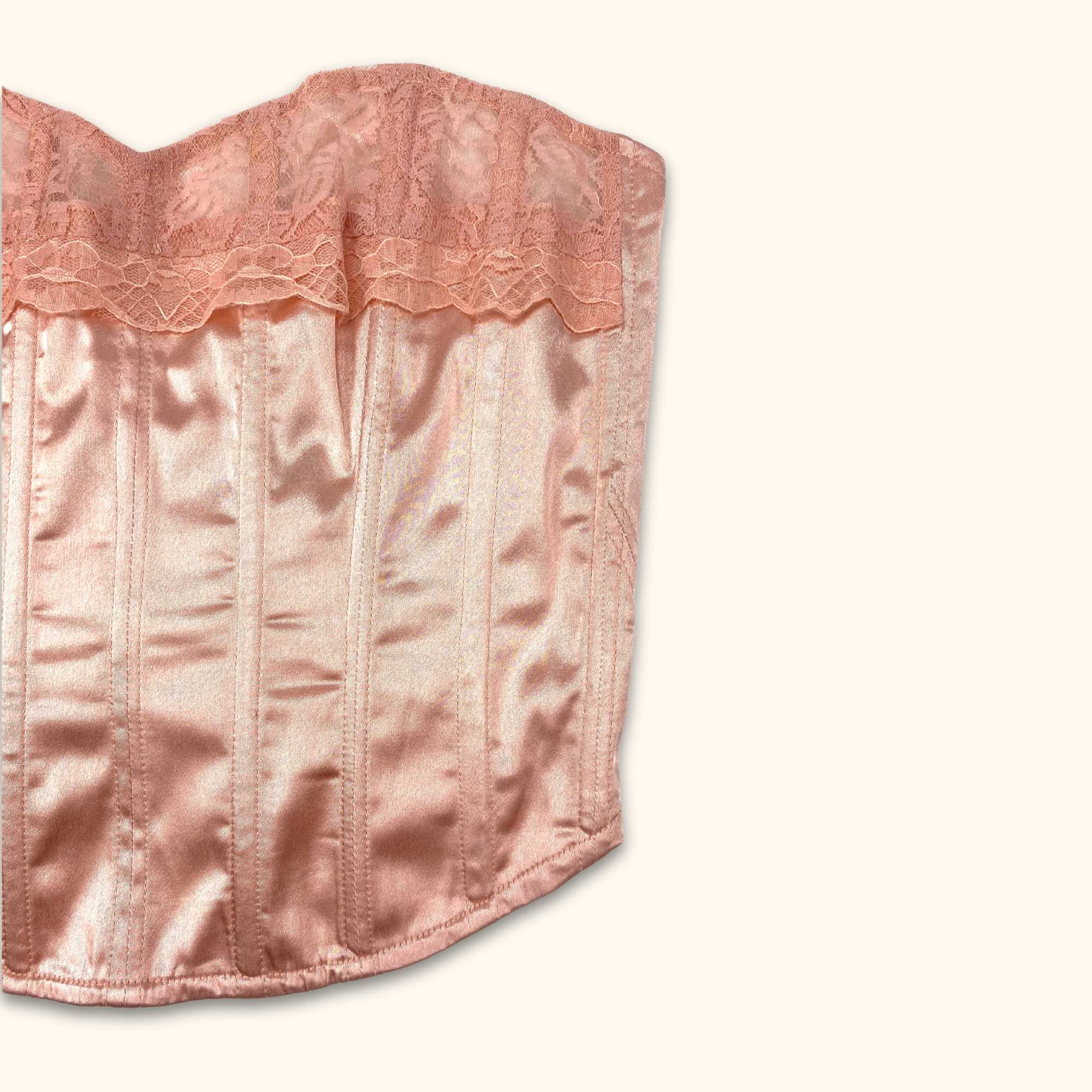 Reclaimed Vintage Pink Corset with Lace Trim - Size 10 - - Tops & Shirts