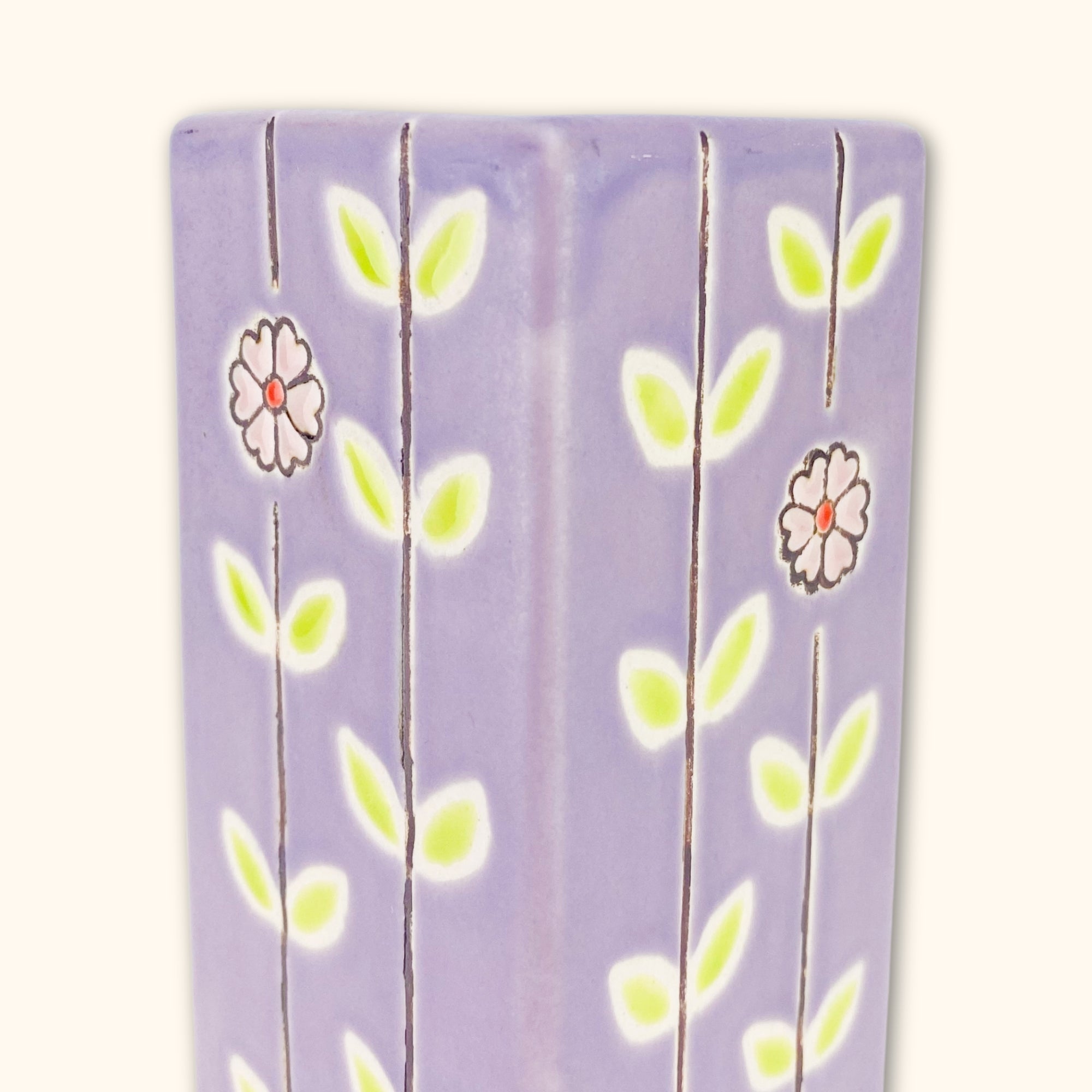 Purple Floral Tall Vase - - Vases