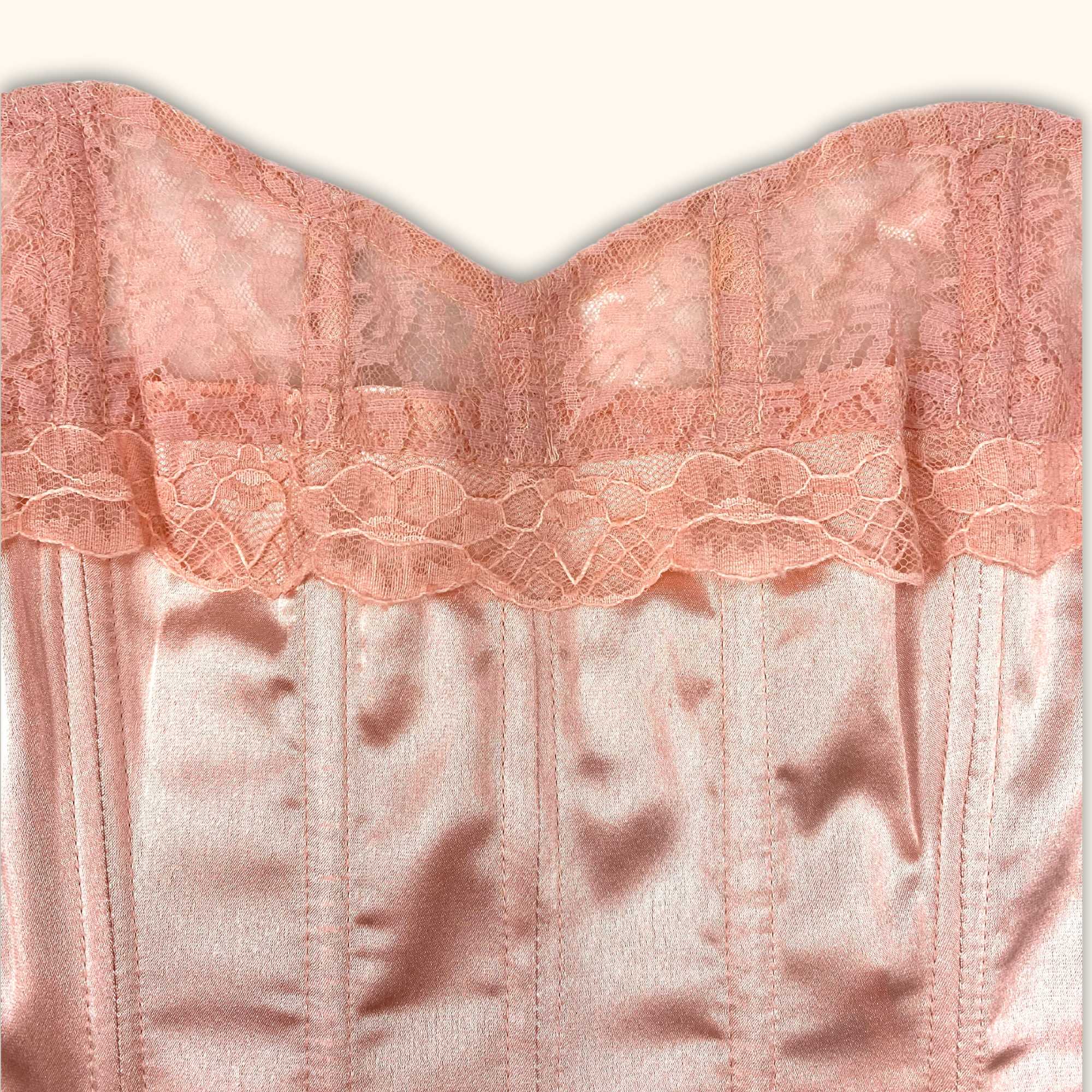 Reclaimed Vintage Pink Corset with Lace Trim - Size 10 - - Tops & Shirts