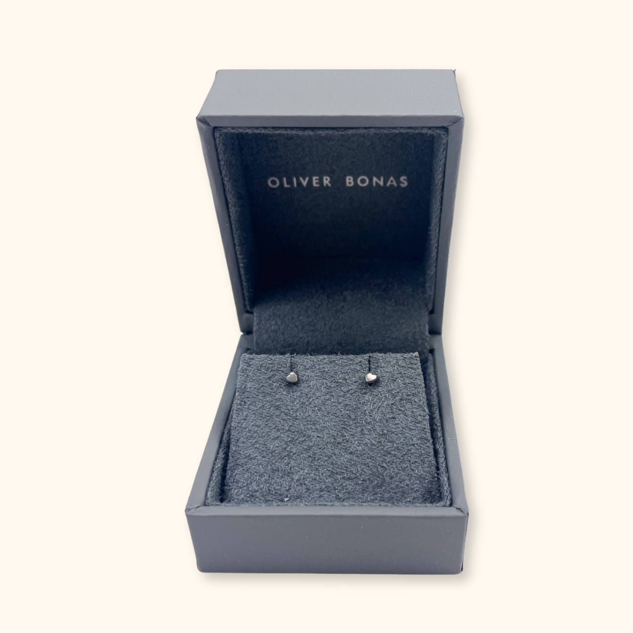 Oliver Bonas Tiny Silver Heart Stud Earrings in Box - - Jewellery