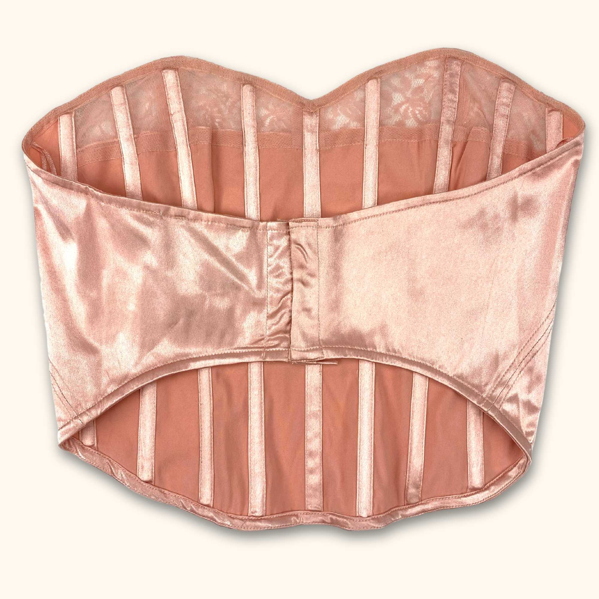 Reclaimed Vintage Pink Corset with Lace Trim - Size 10 - - Tops & Shirts