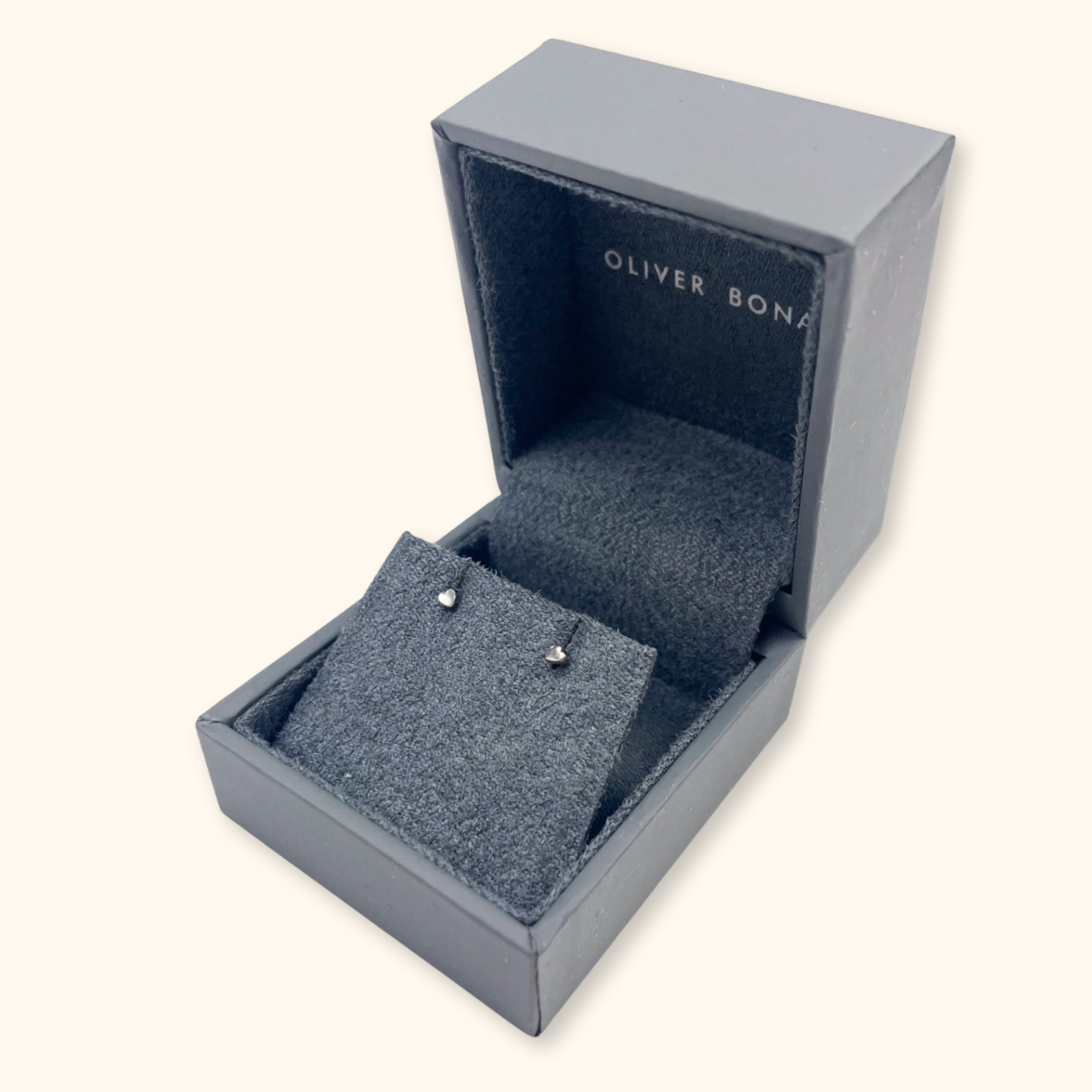 Oliver Bonas Tiny Silver Heart Stud Earrings in Box - - Jewellery
