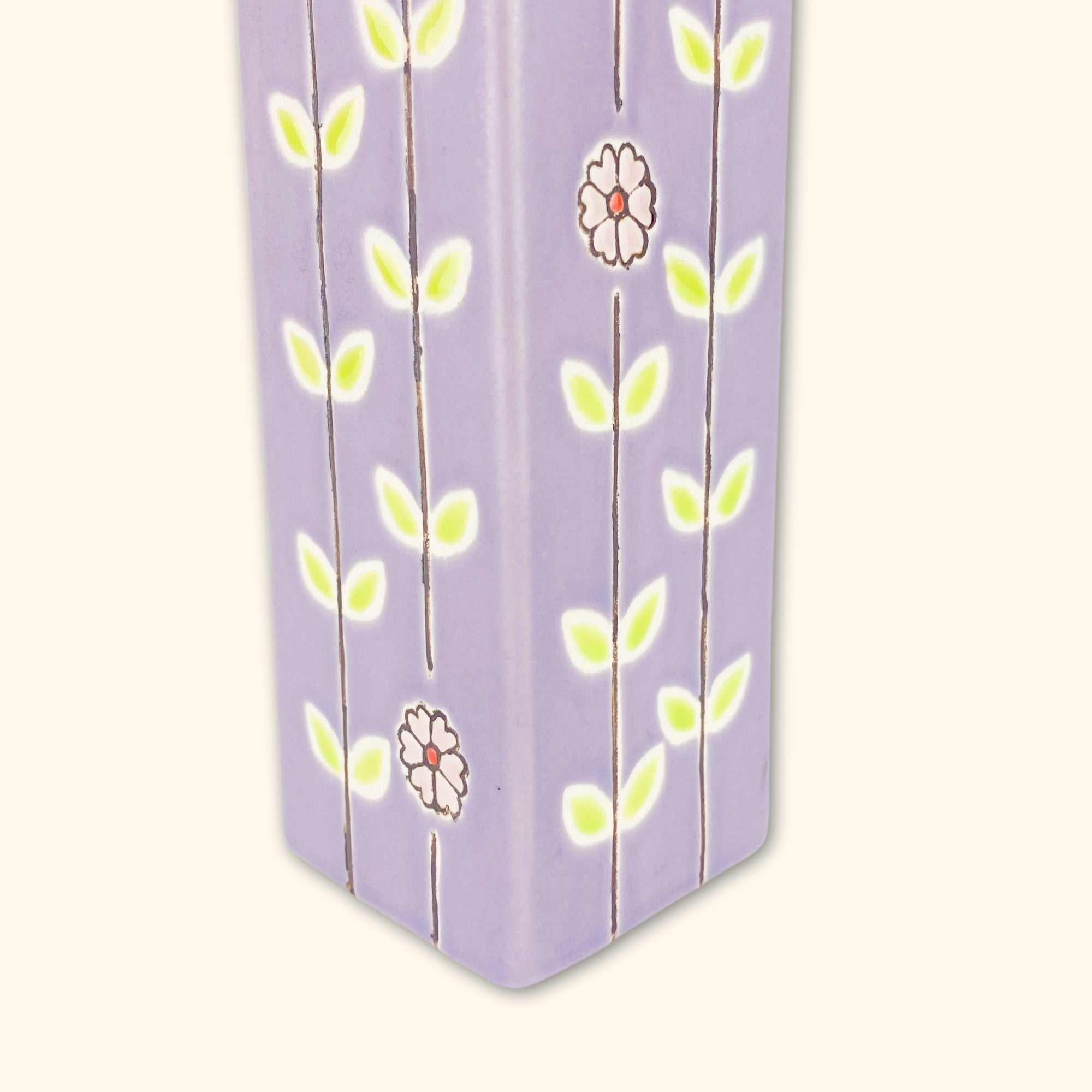 Purple Floral Tall Vase - - Vases