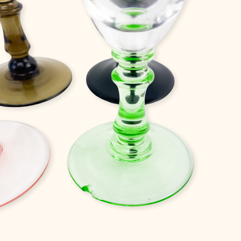 Colourful Vintage Sherry Glasses - Set of 6 - - Glassware
