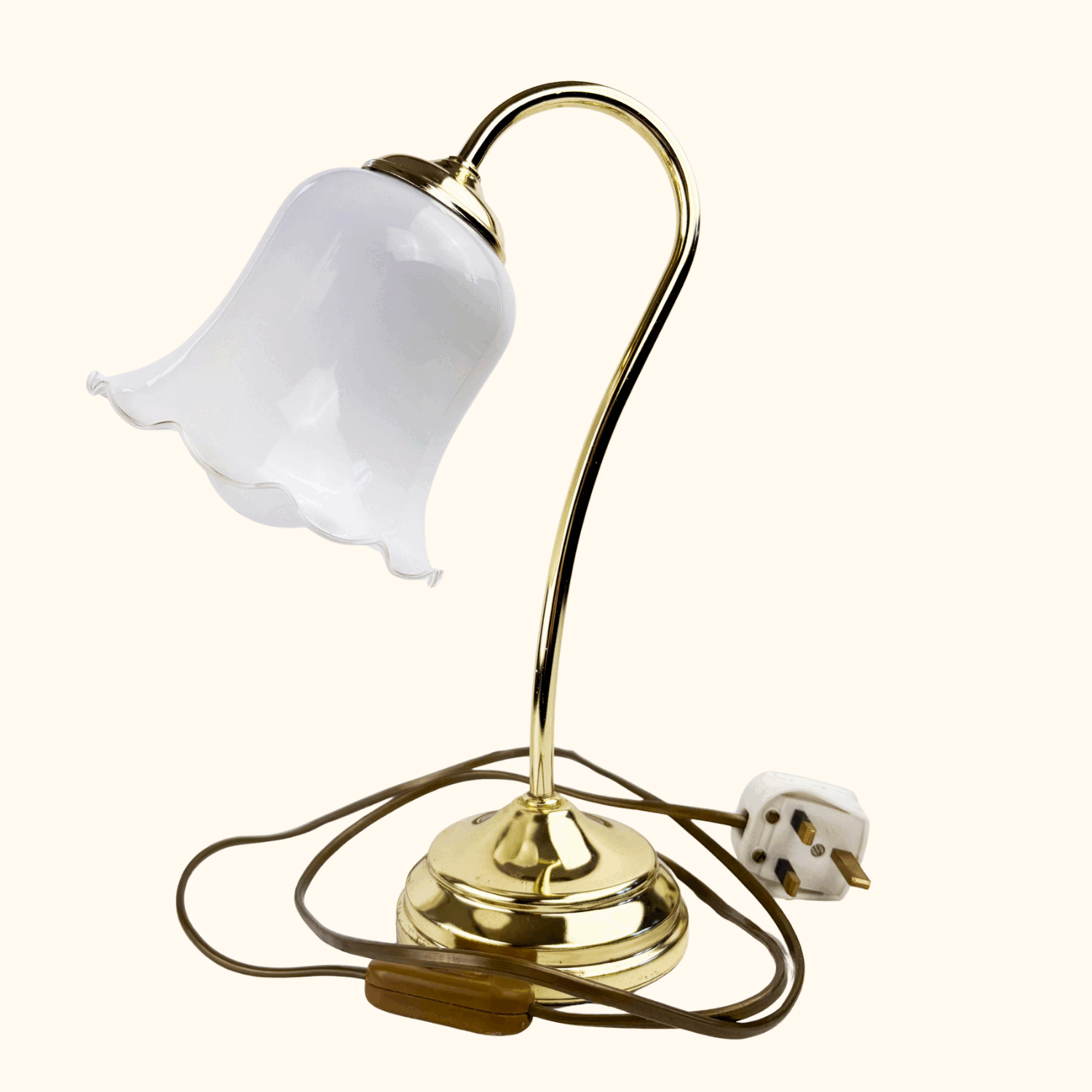 Vintage BHS Swan Neck Art Deco Floral Brass Lamp - - Lighting
