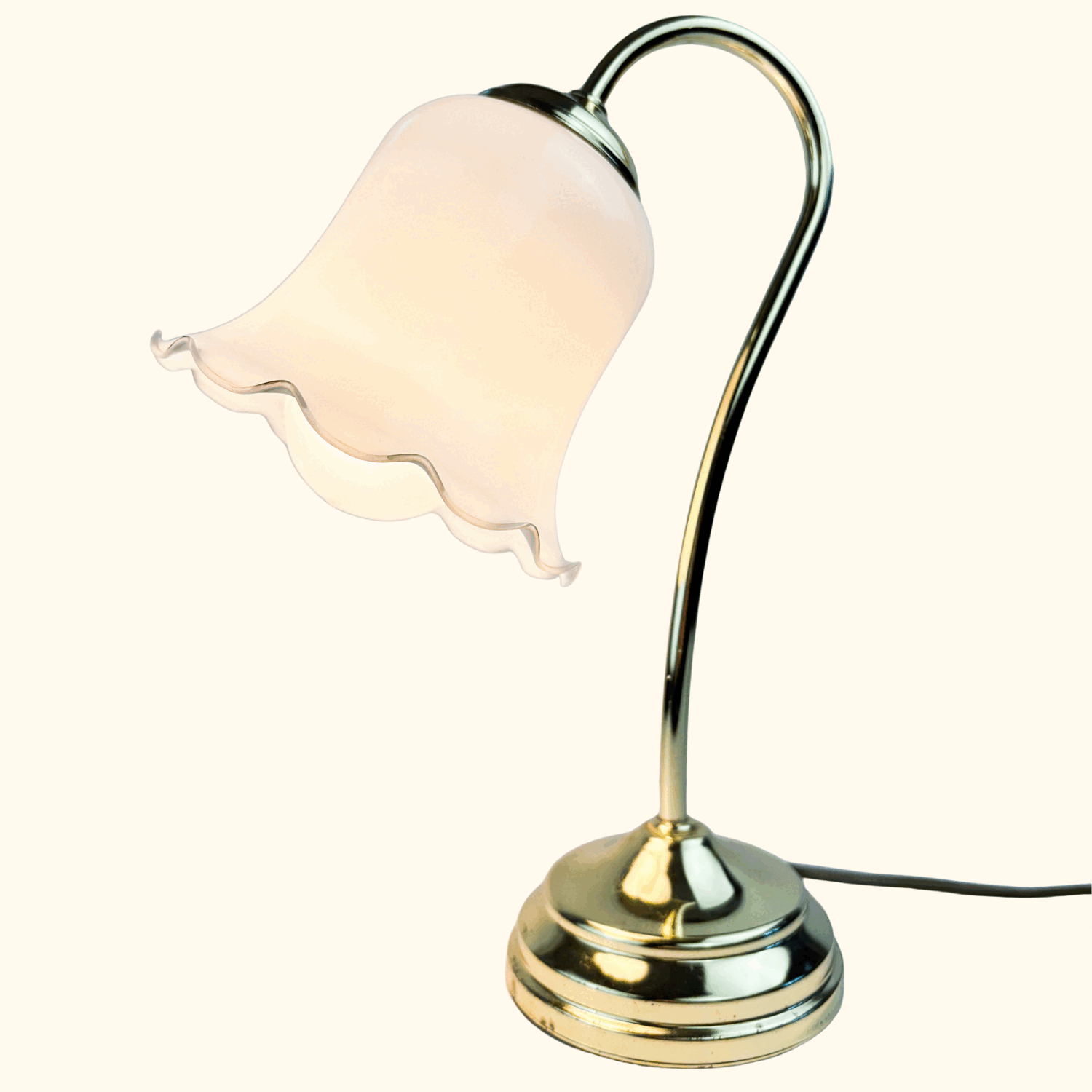 Vintage BHS Swan Neck Art Deco Floral Brass Lamp - - Lighting