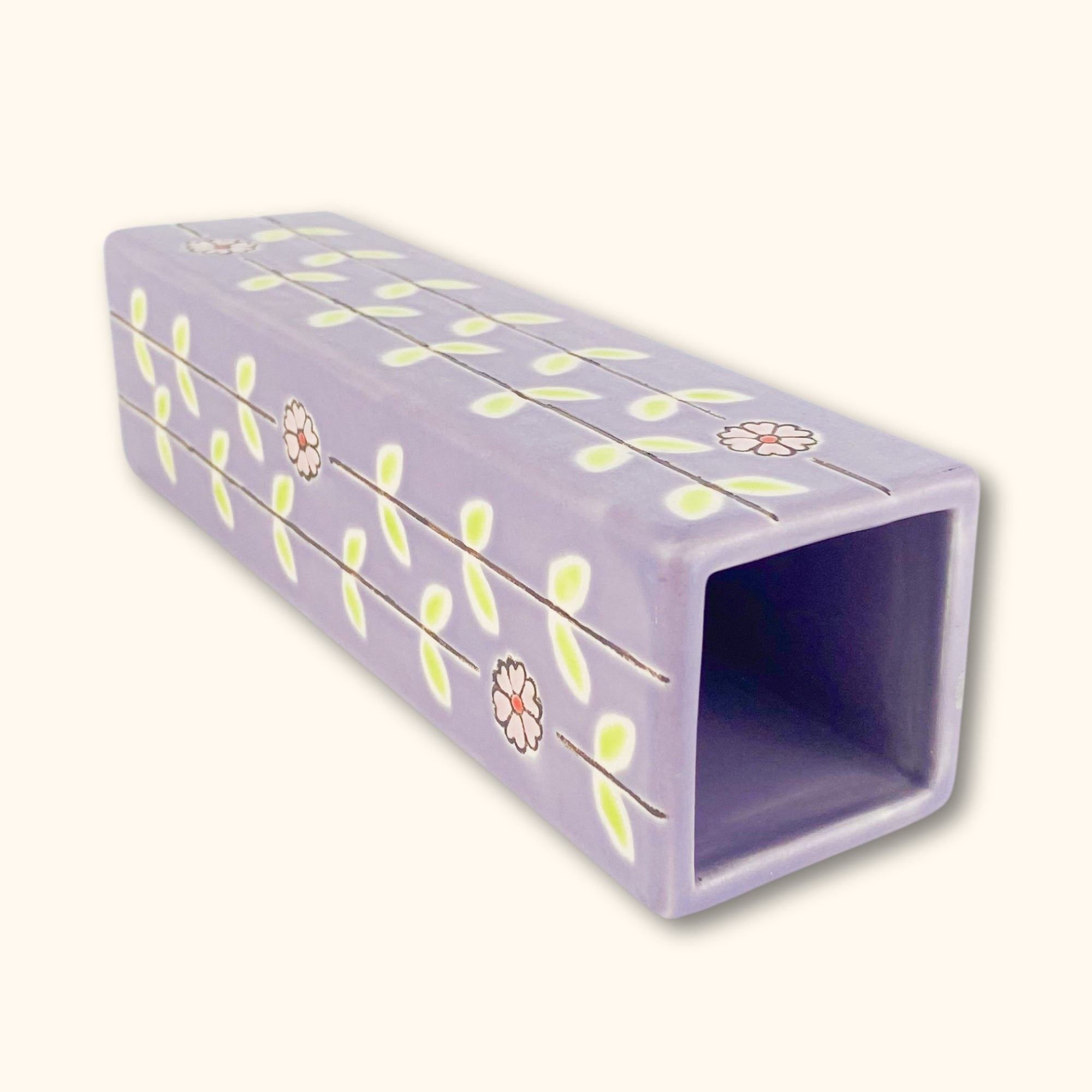 Purple Floral Tall Vase - - Vases