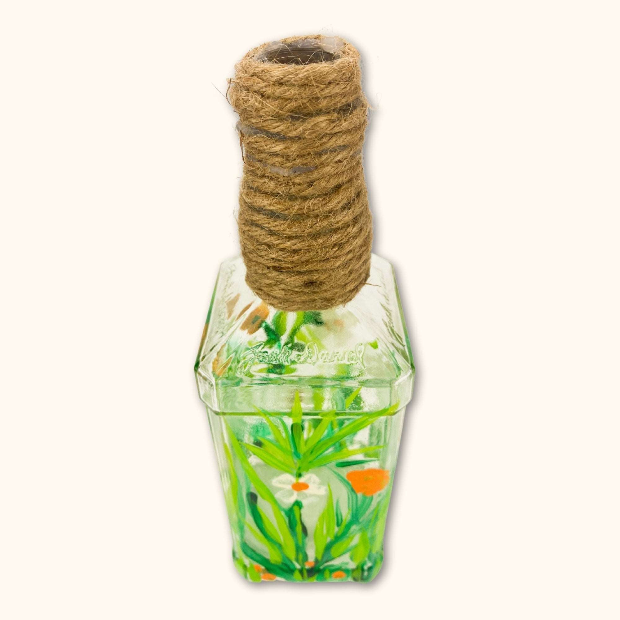 Floral Hand Painted Glass Bottles - Small - - Decoration