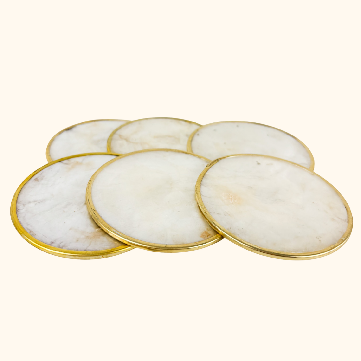 Vintage Capiz Shell Round Coasters - Set of 6 Sunshine Thrift