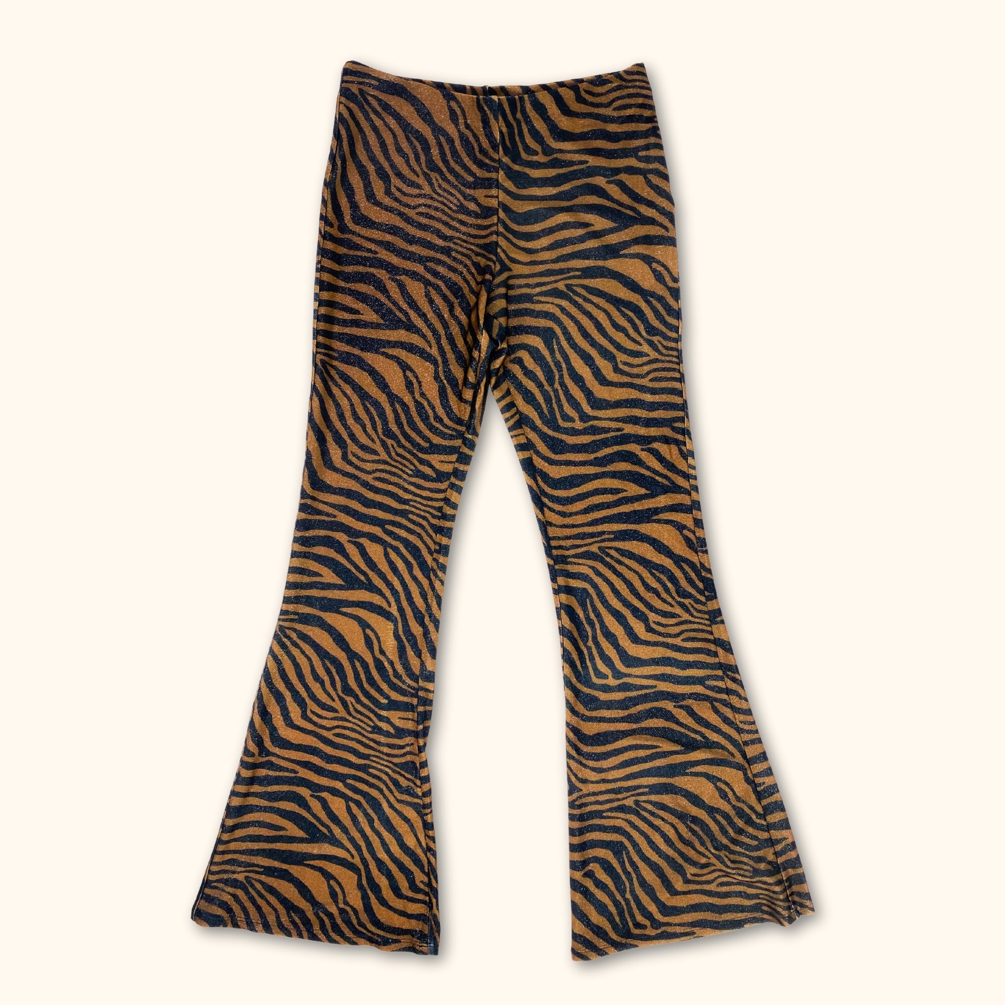 River Island Brown Zebra Print Flared Trousers - Size 10 -  - Jeans & Trousers