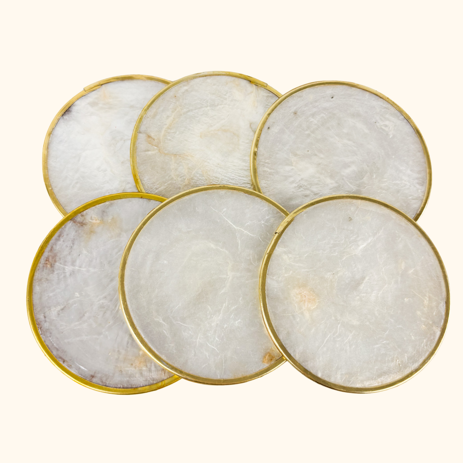 Vintage Capiz Shell Round Coasters - Set of 6 Sunshine Thrift