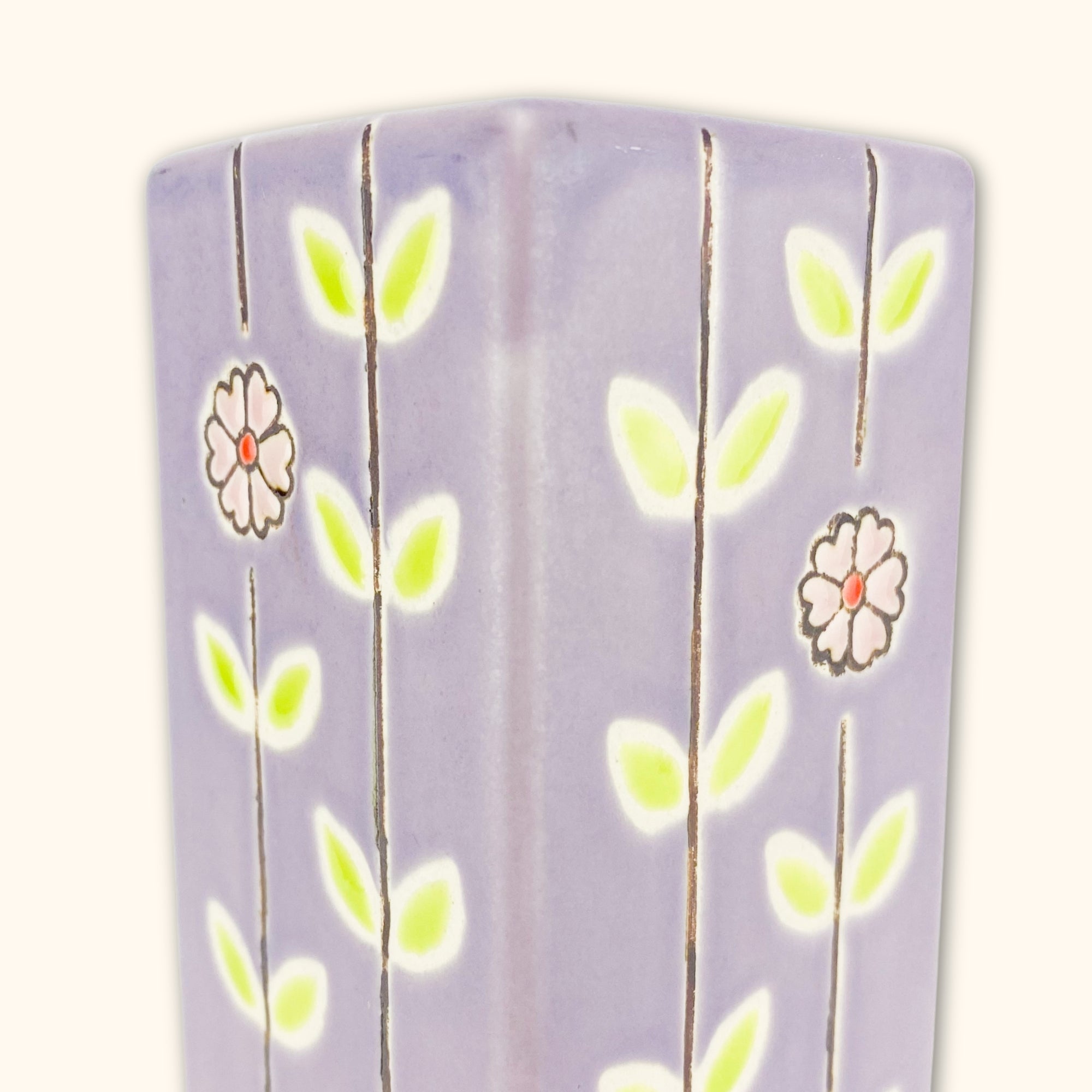 Purple Floral Tall Vase - - Vases