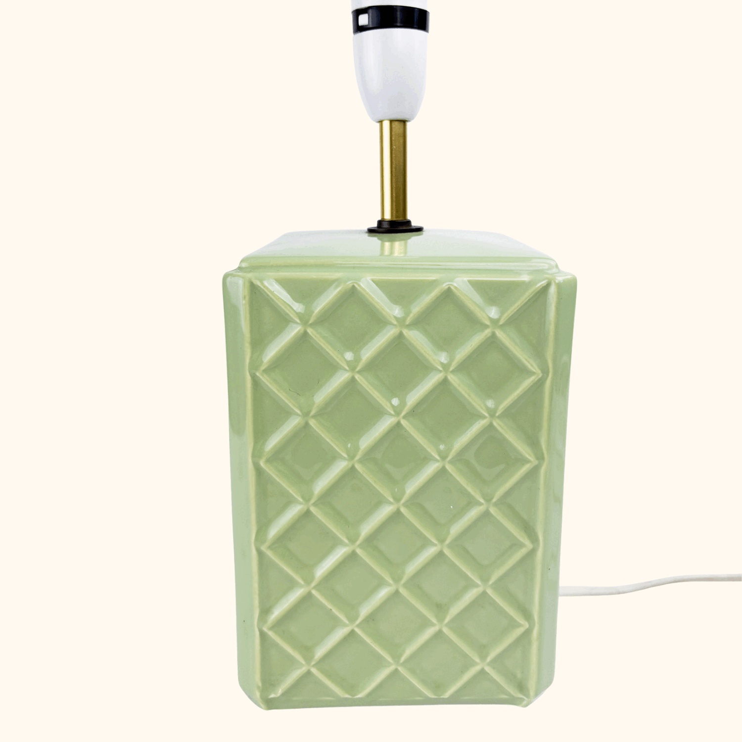 Vintage Green Geometric Ceramic Table Lamp Base Sunshine Thrift