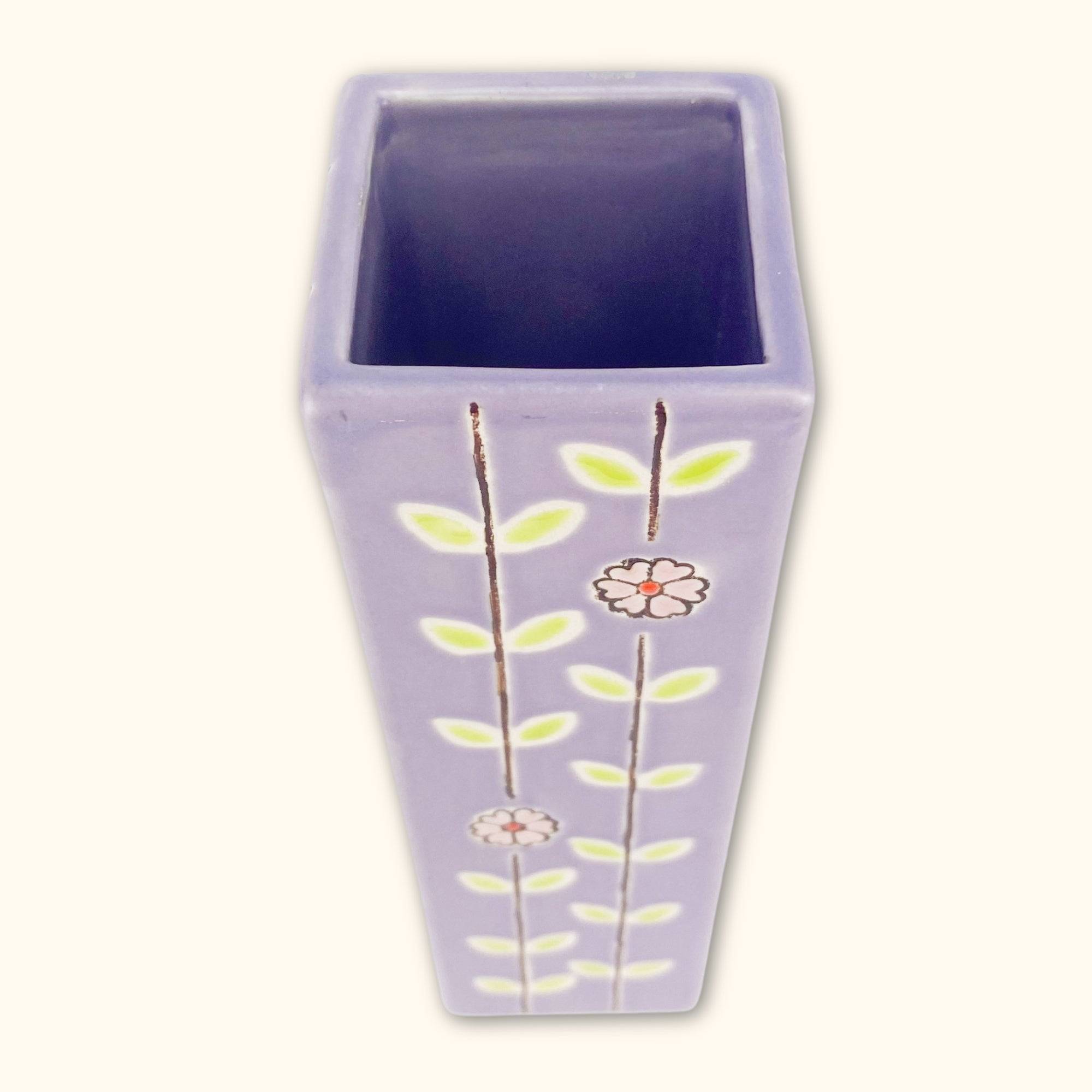 Purple Floral Tall Vase - - Vases
