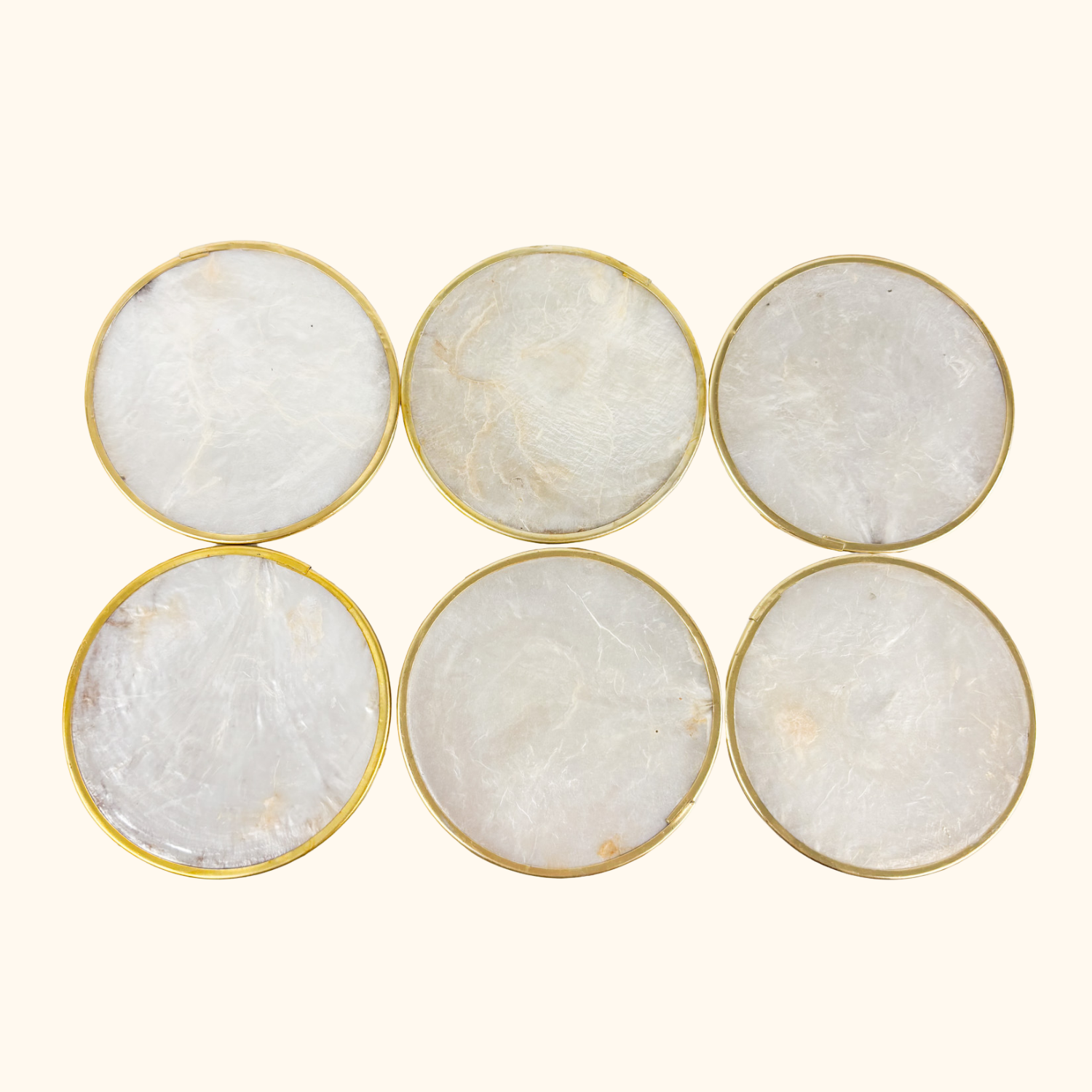 Vintage Capiz Shell Round Coasters - Set of 6 Sunshine Thrift